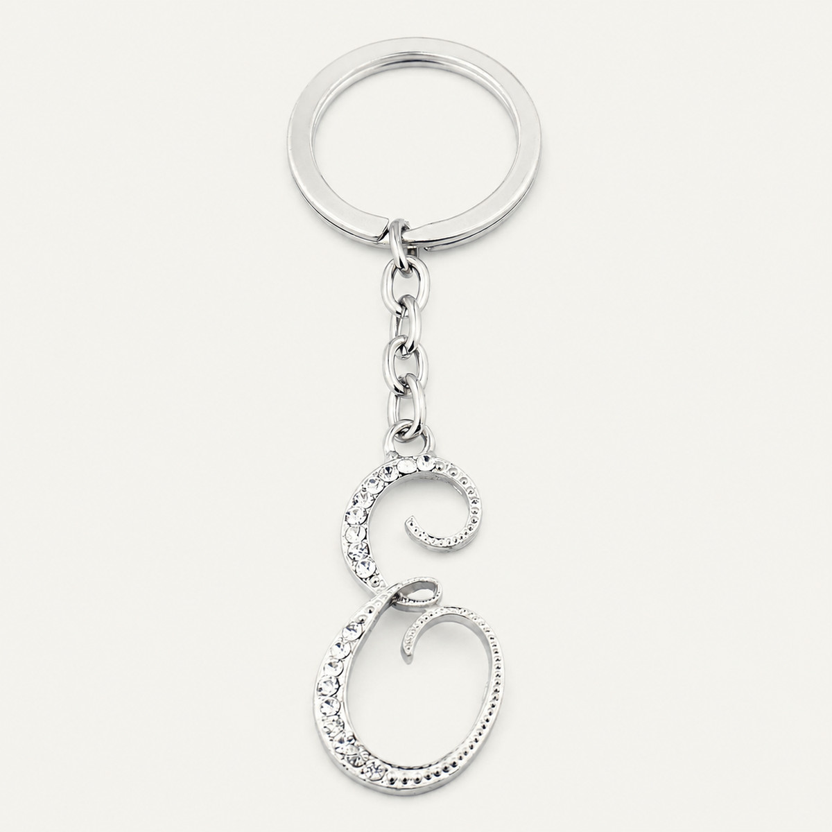 Crystal Script Initial Metal Keychain - view 3