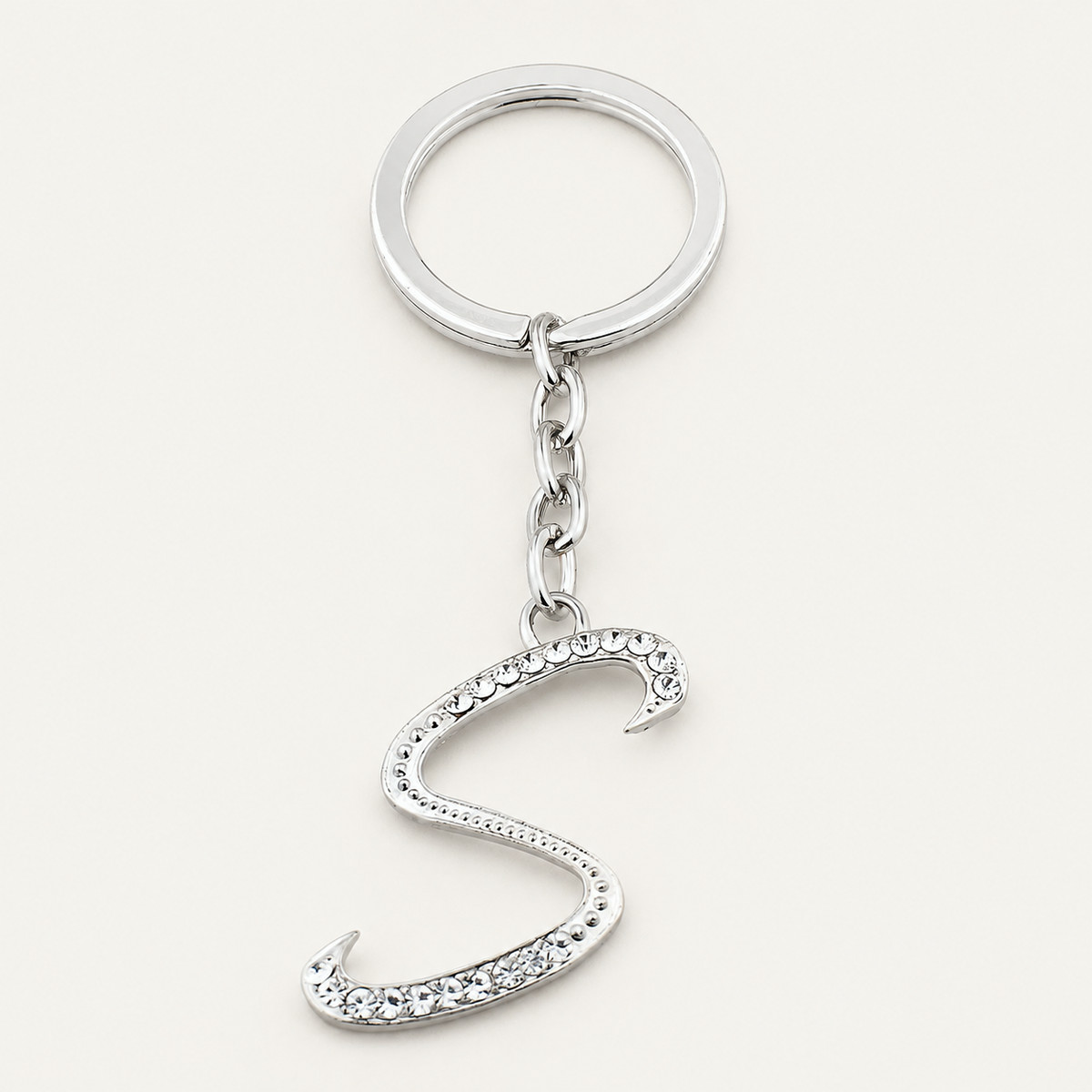 Crystal Script Initial Metal Keychain - view 5
