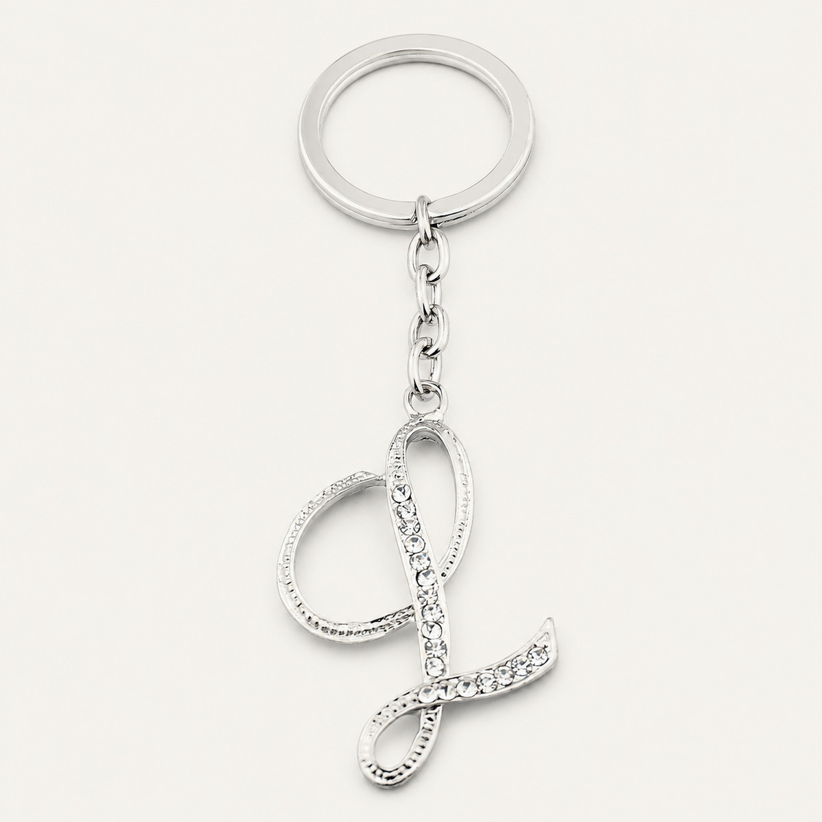 Crystal Script Initial Metal Keychain - view 6