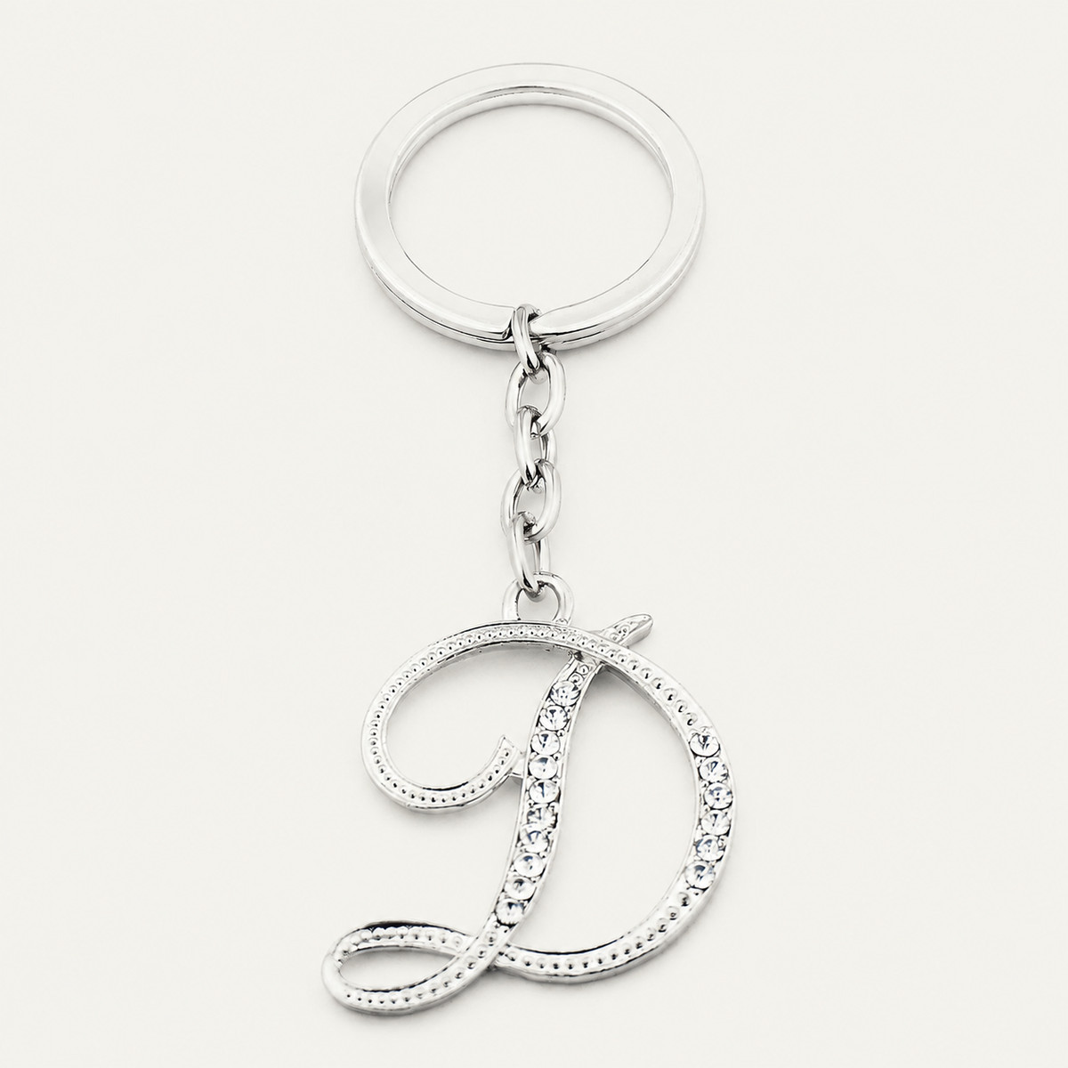 Crystal Script Initial Metal Keychain - view 7