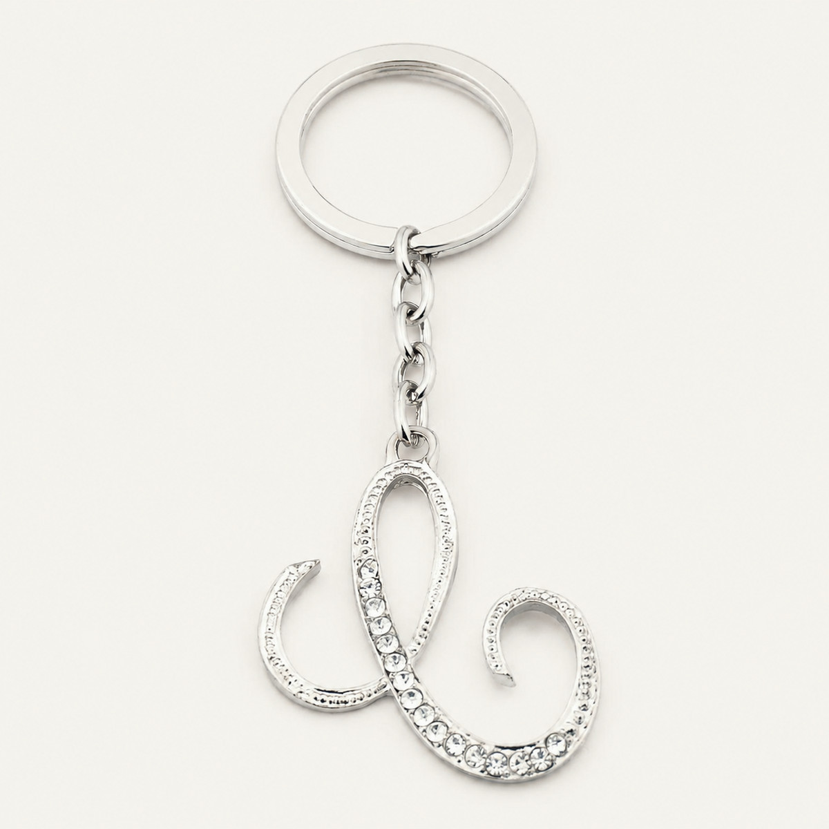 Crystal Script Initial Metal Keychain - view 8