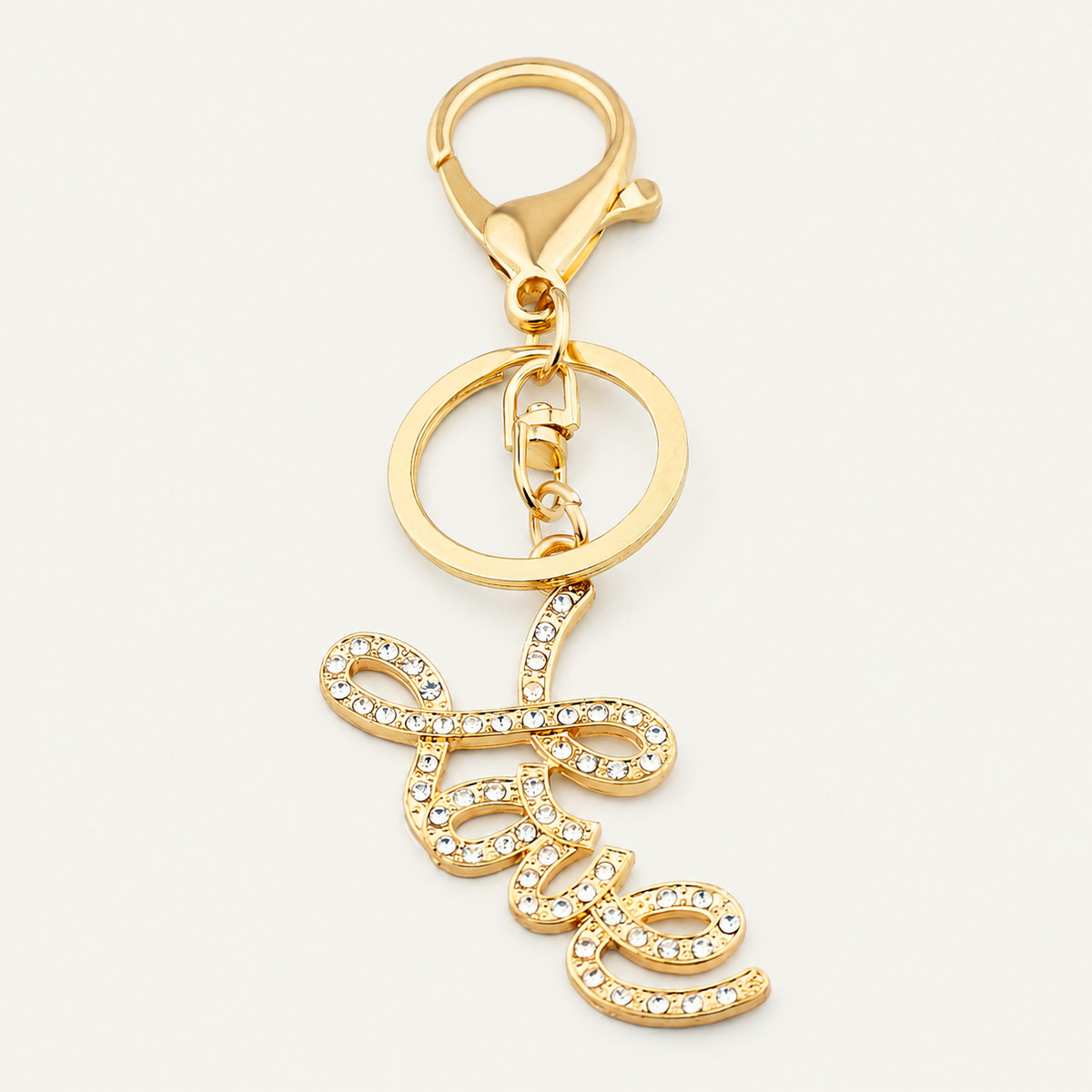 Crystal Script Initial Metal Keychain