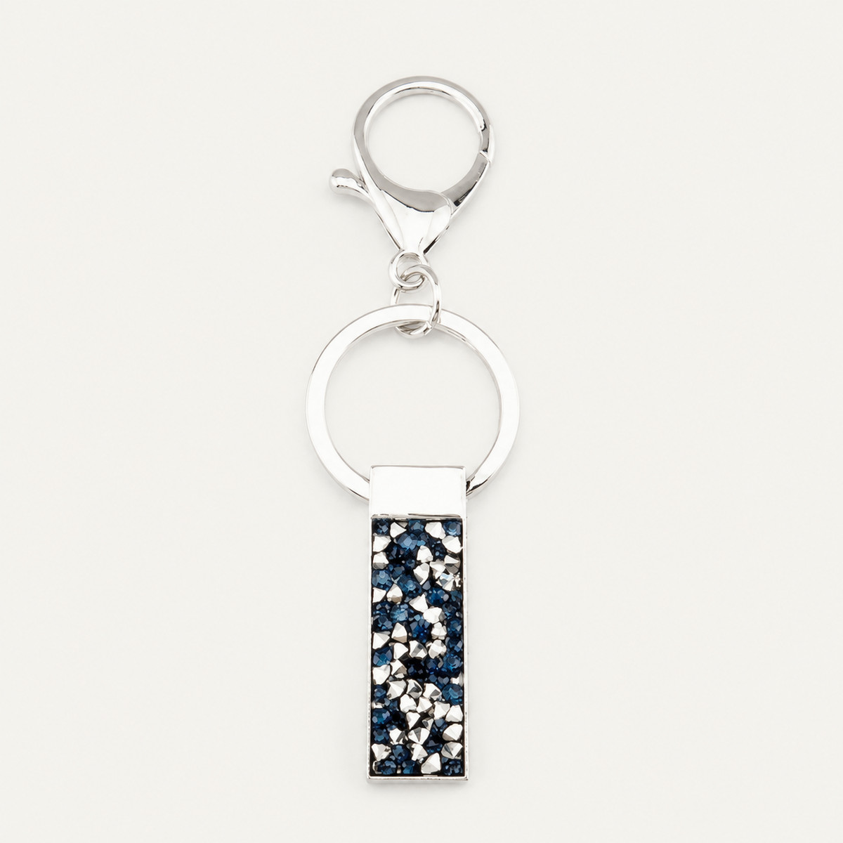 Crushed Crystal Bar Metal Keychain