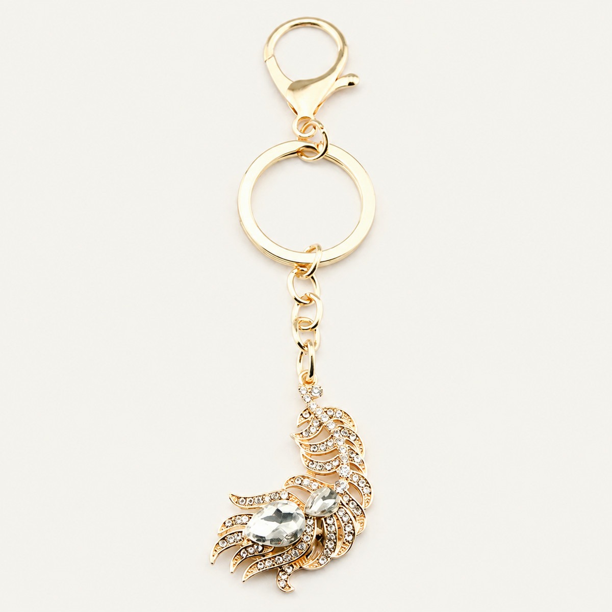 Gold Crystal Scorpion Metal Keychain