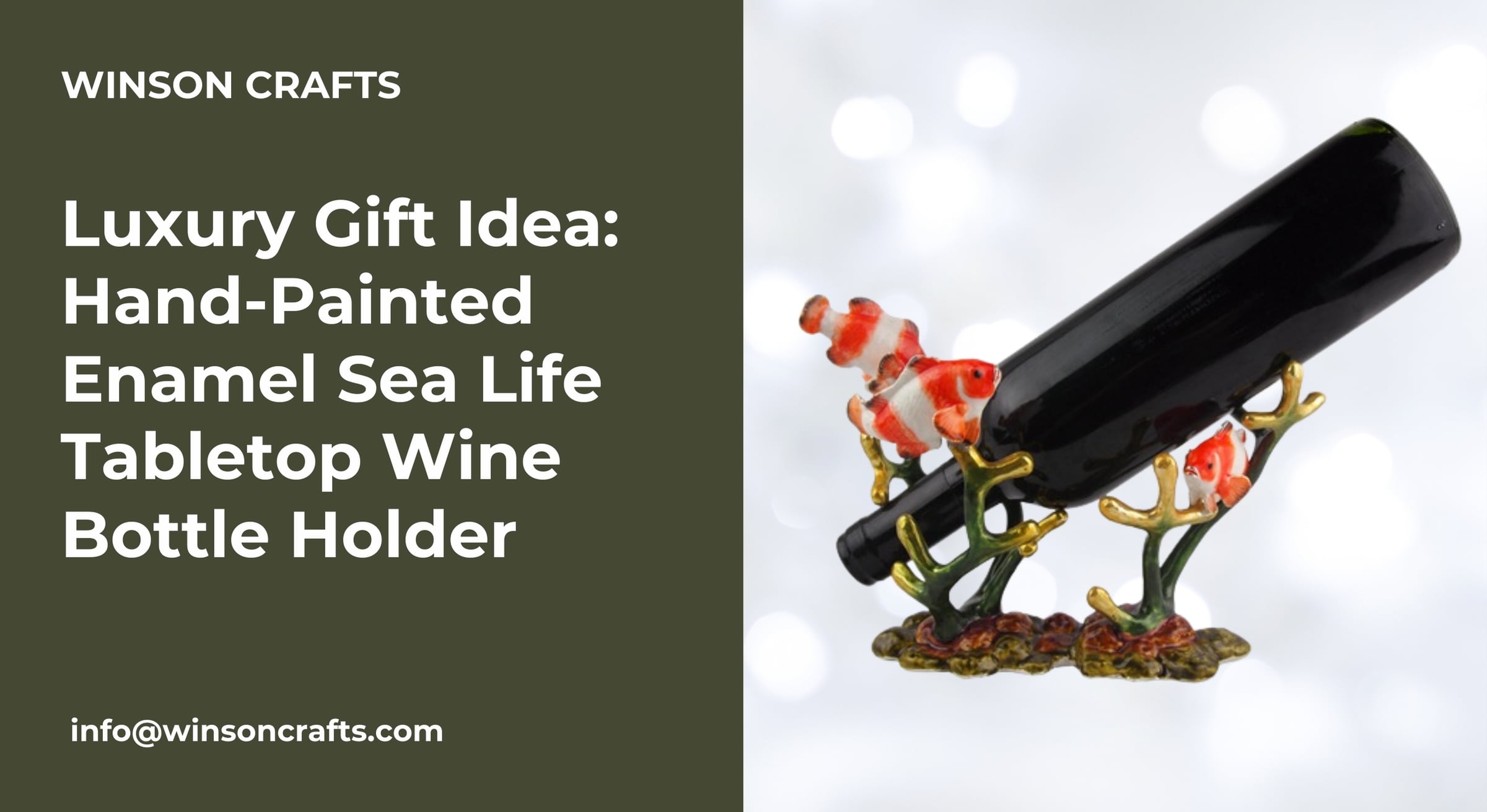 Luxury Gift Idea: Hand-Painted Enamel Sea Life Tabletop Wine Bottle Holder
