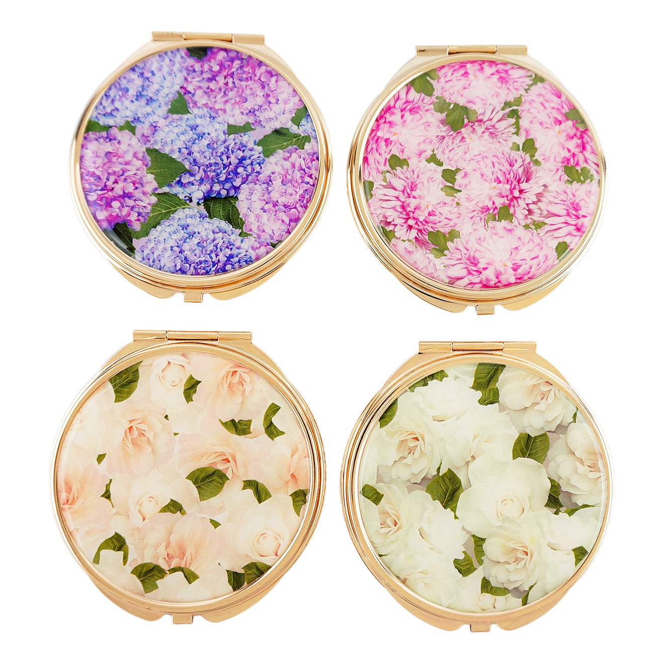 Gold Round Floral Epoxy Compact Mirror - view 7