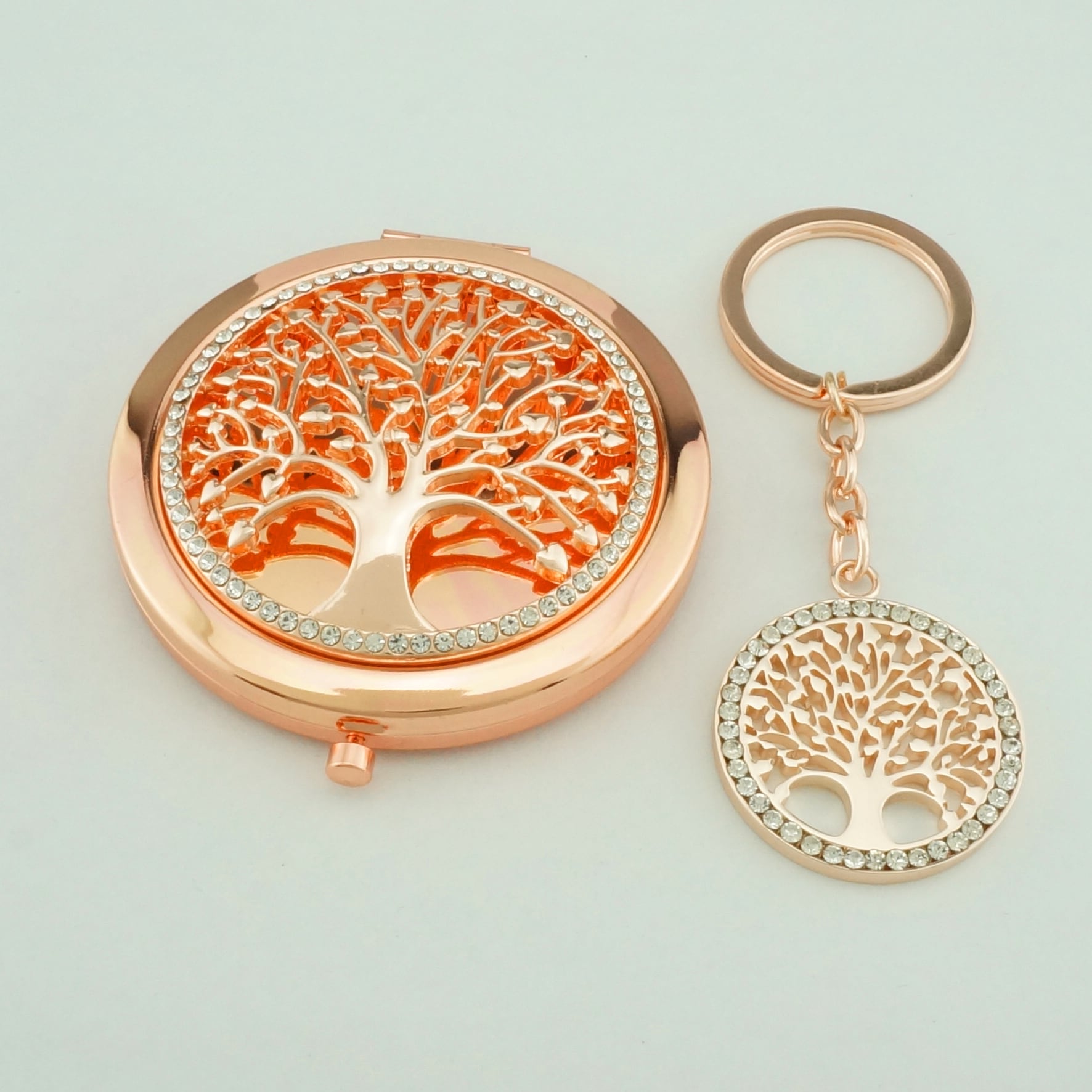Gold Tree of Life Compact Mirror & Bag Charm Set - view 3