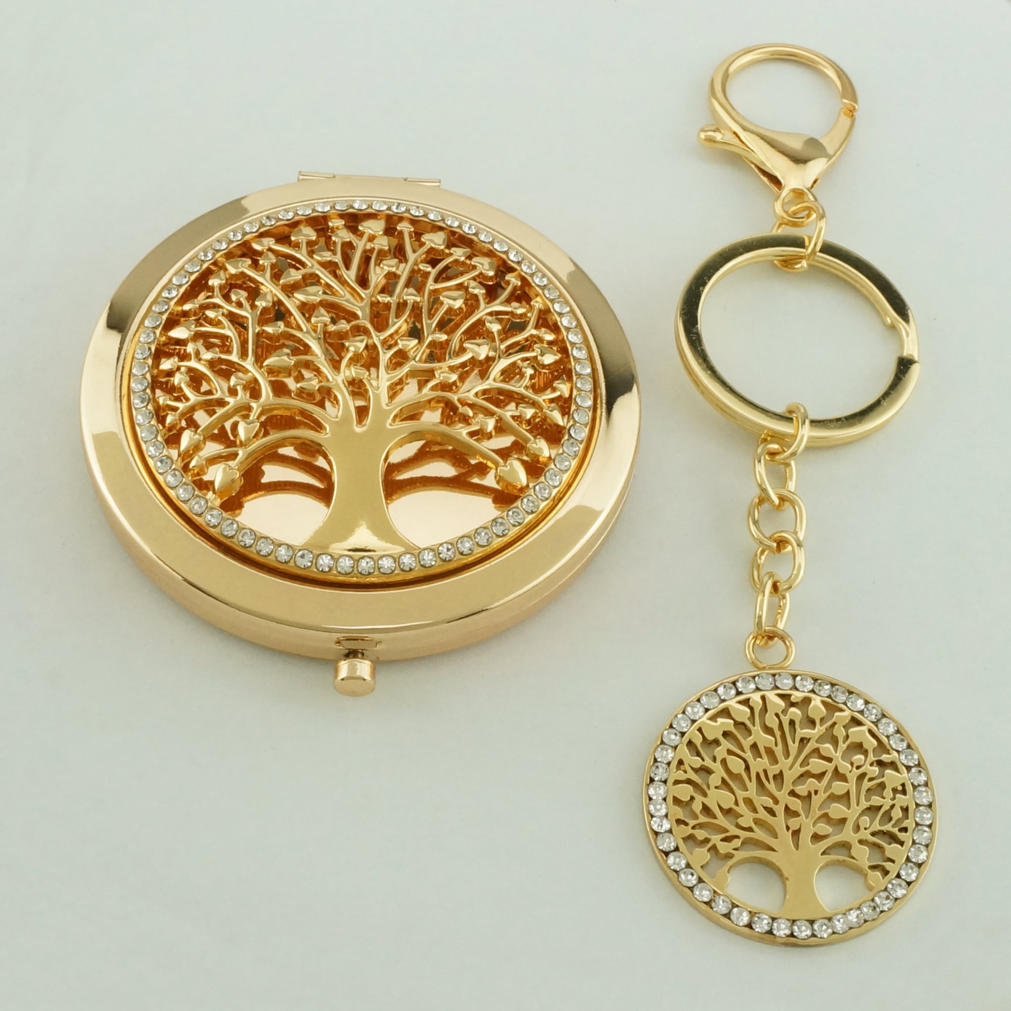Gold Tree of Life Compact Mirror & Bag Charm Set - view 2