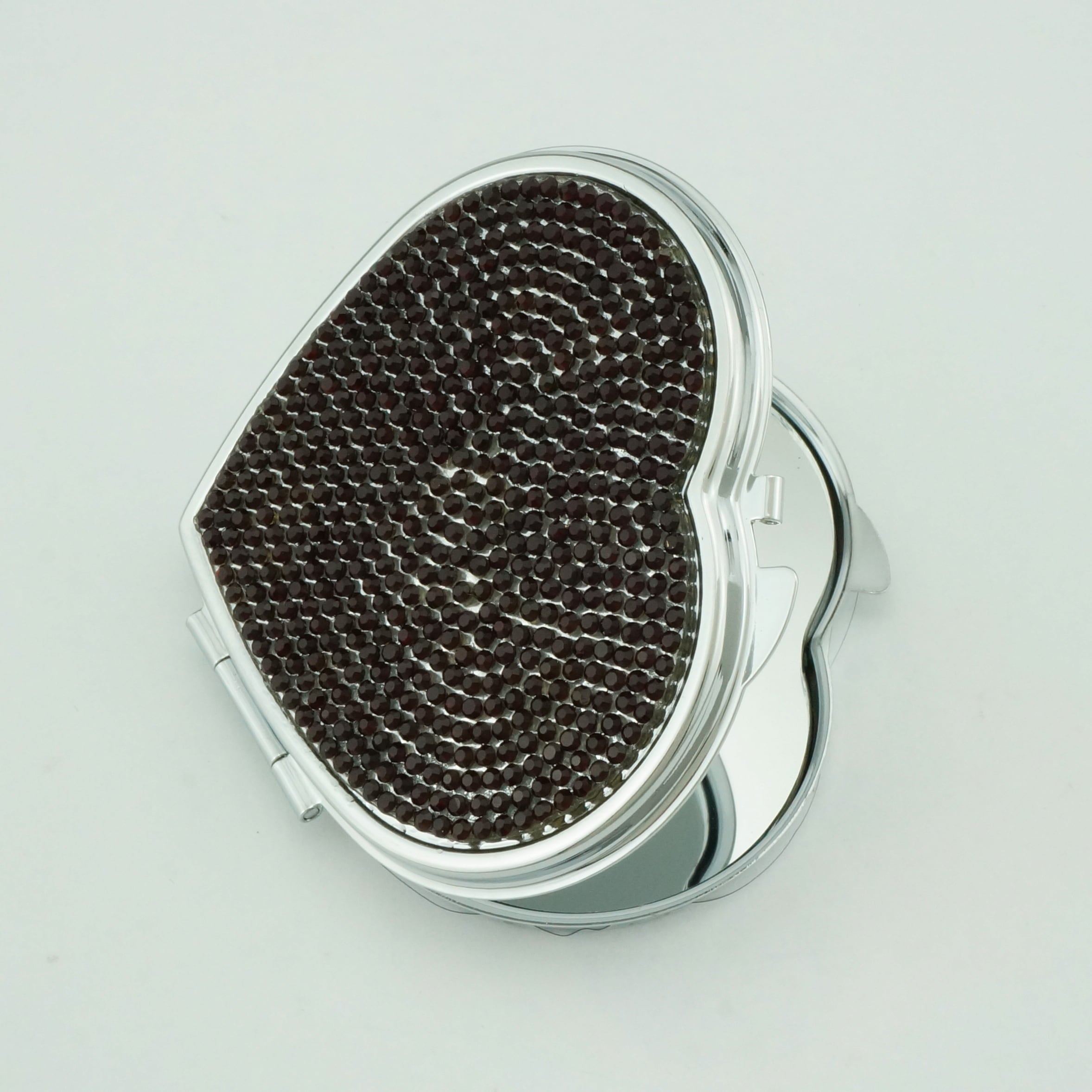 Rose Gold Rhinestone Heart Compact Mirror - view 6