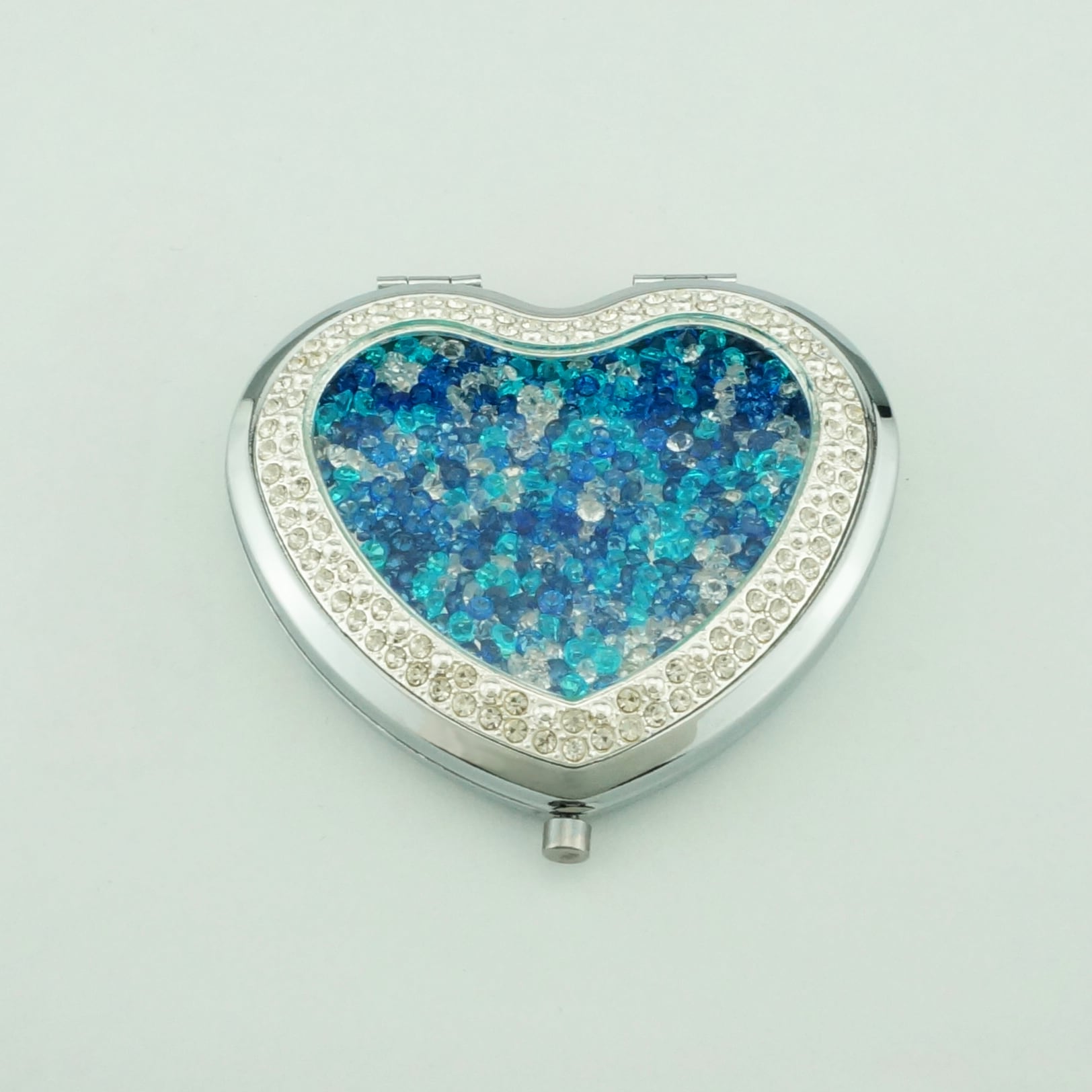 Rose Gold Crushed Crystal Heart Compact Mirror - view 19