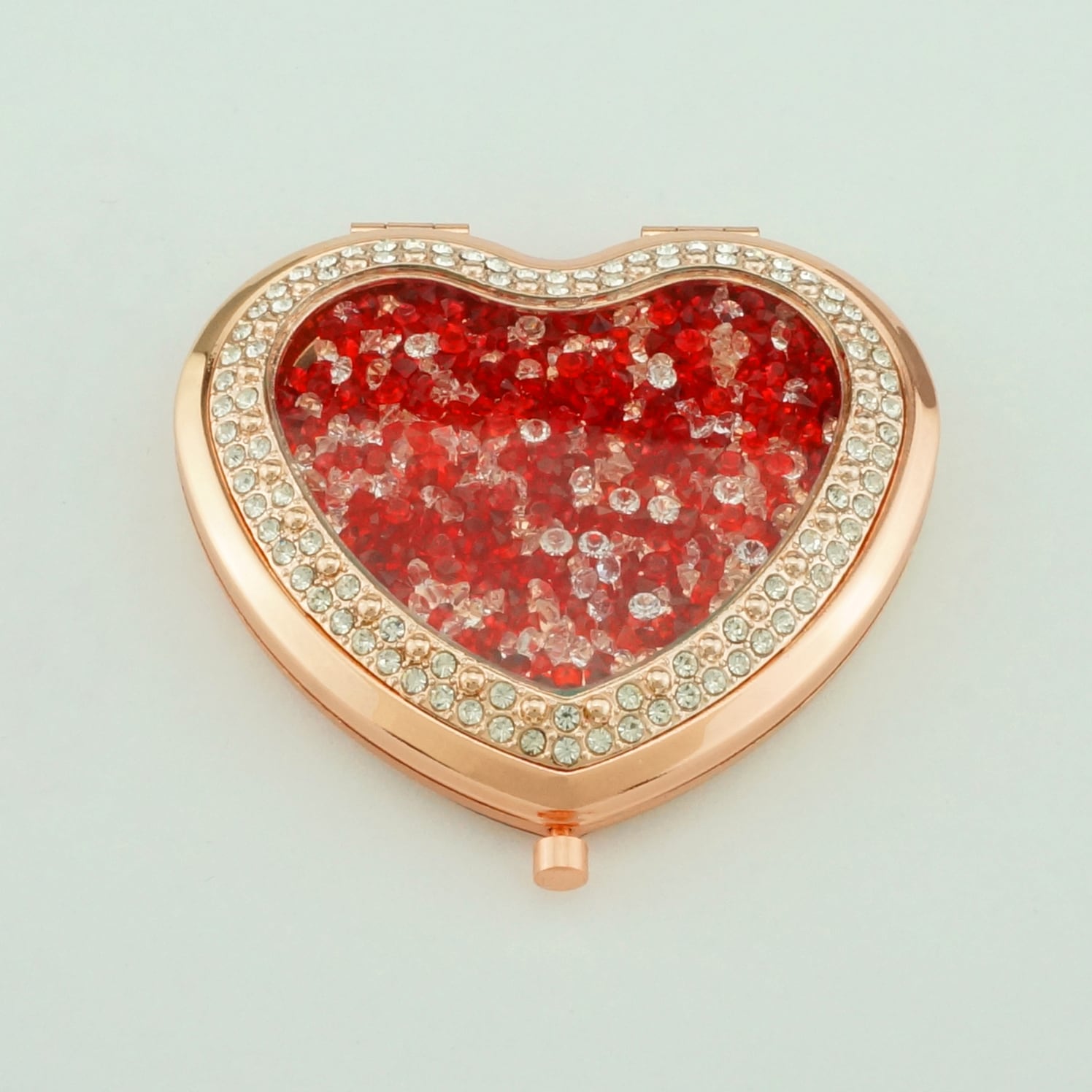 Rose Gold Crushed Crystal Heart Compact Mirror - view 16