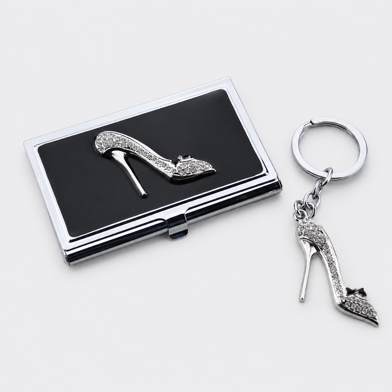 Black High Heel Card Holder & Keychain Set