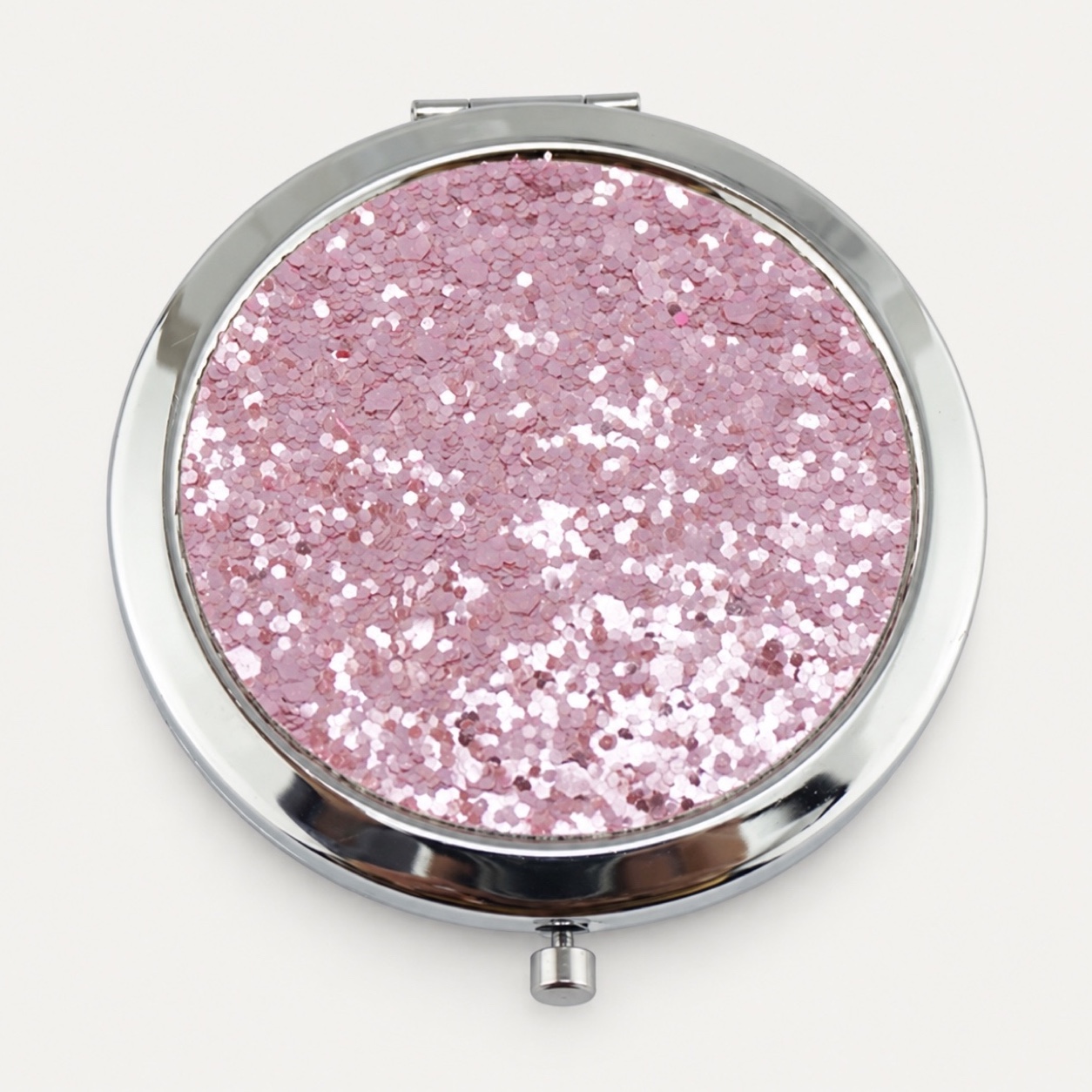 Pink Glitter Compact Mirror
