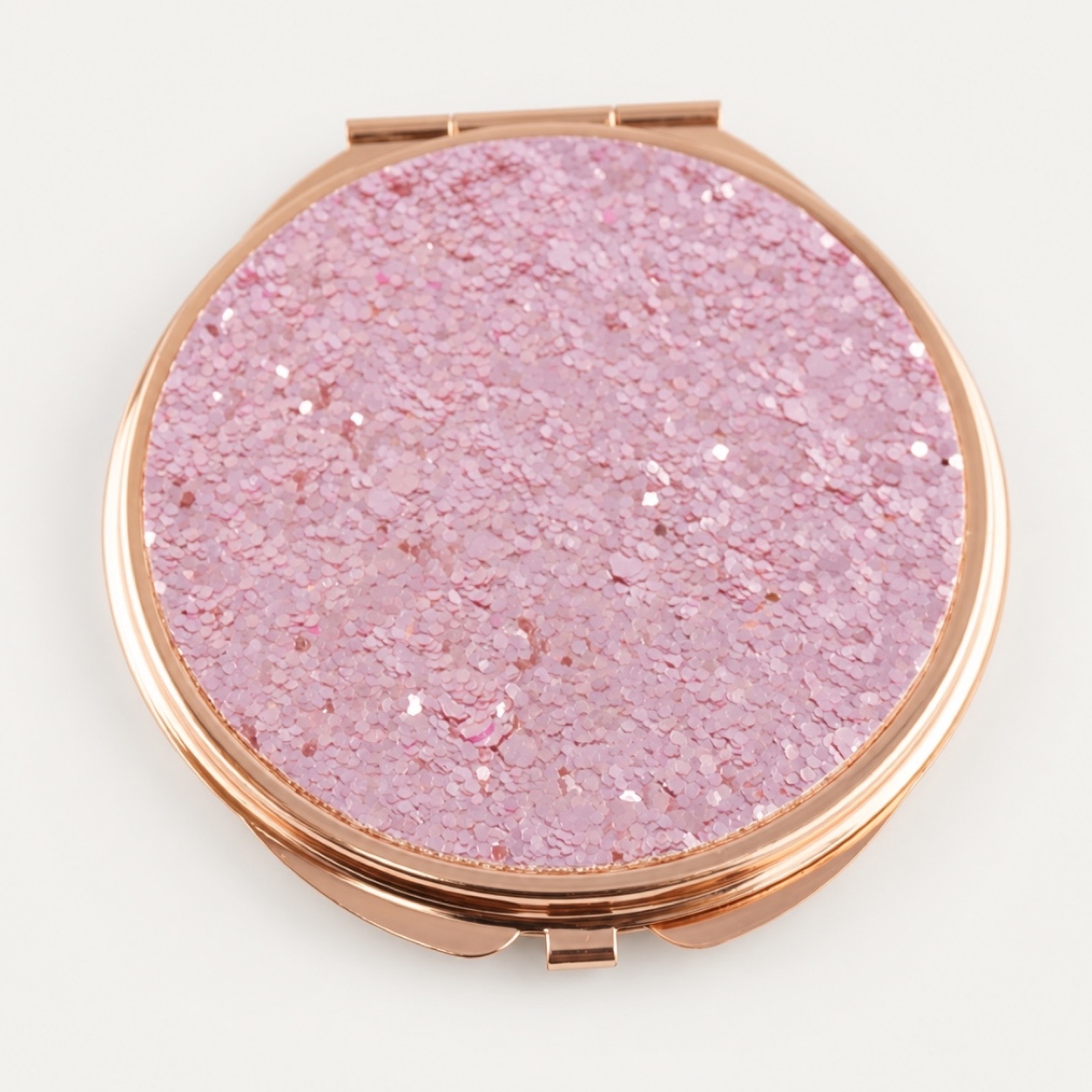 Rose Gold Pink Glitter Compact Mirror