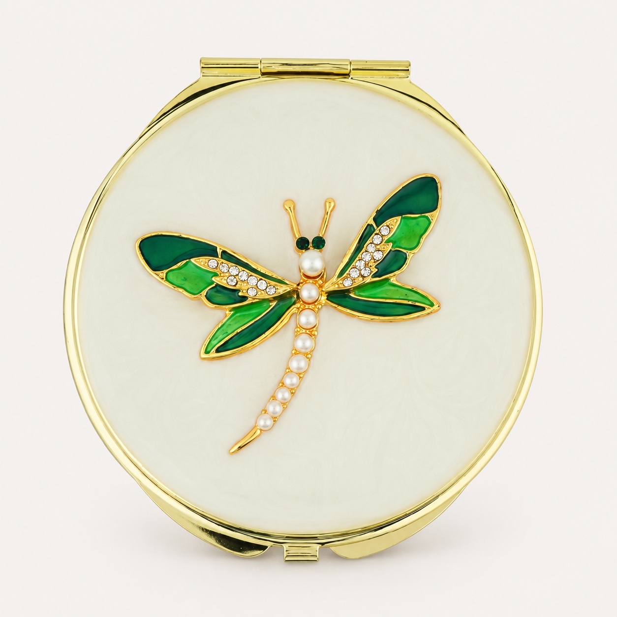 Hand Painted Enamel Dragonfly Compact Mirror