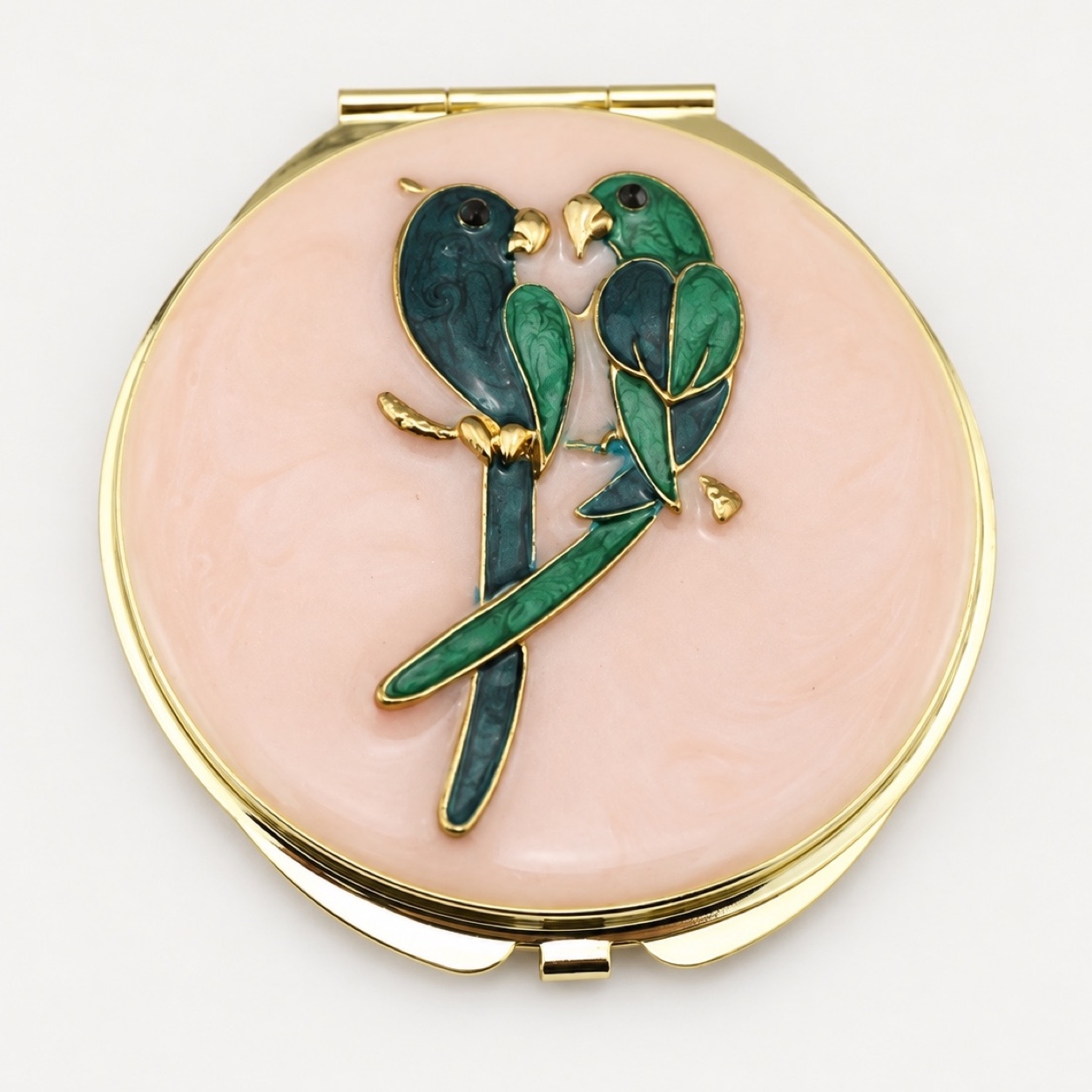 Lovebirds on Branch Enamel Compact Mirror