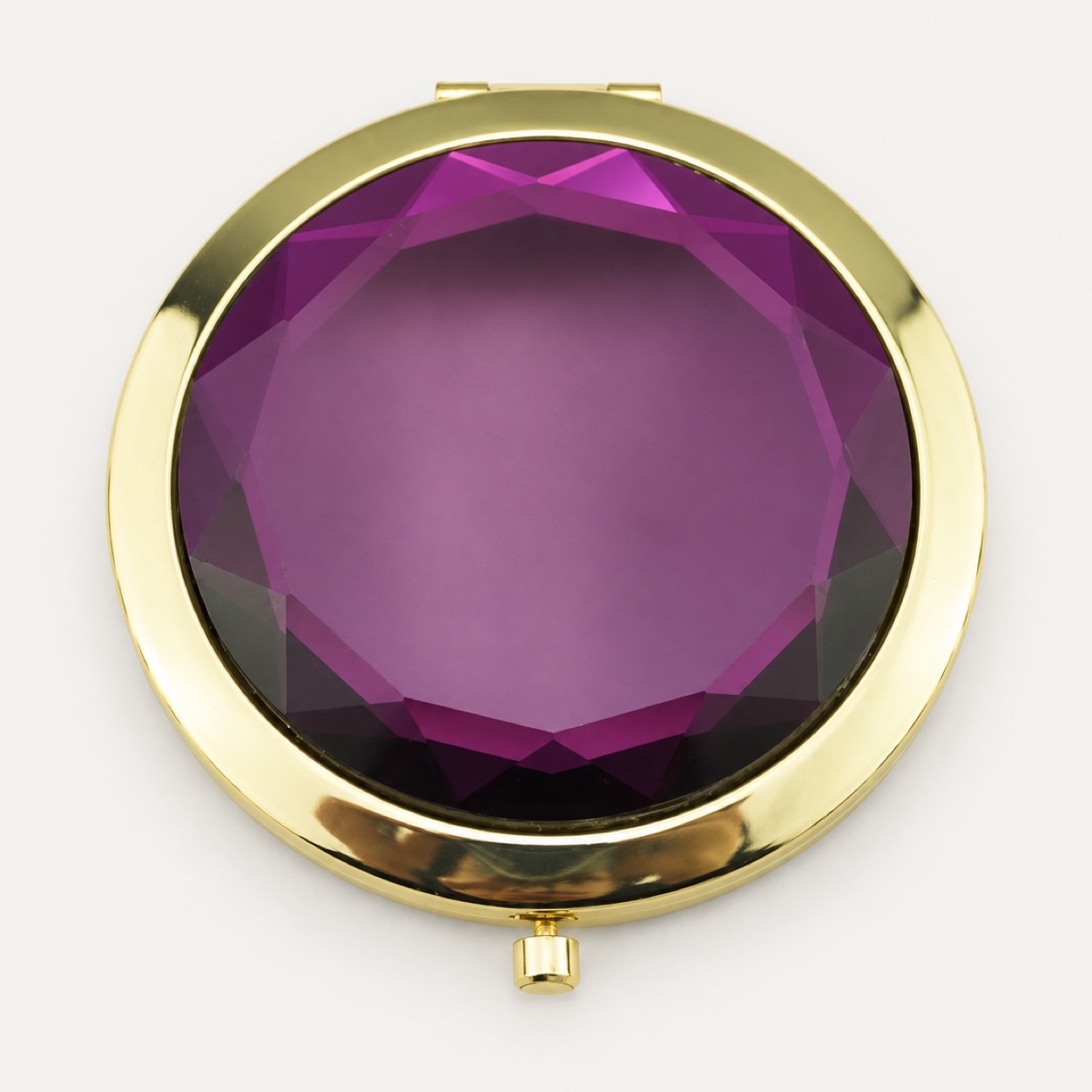 Gold Amethyst Crystal Compact Mirror