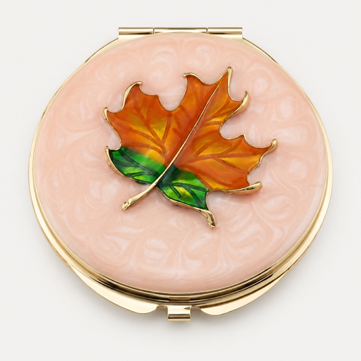 Autumn Maple Leaf Enamel Compact Mirror