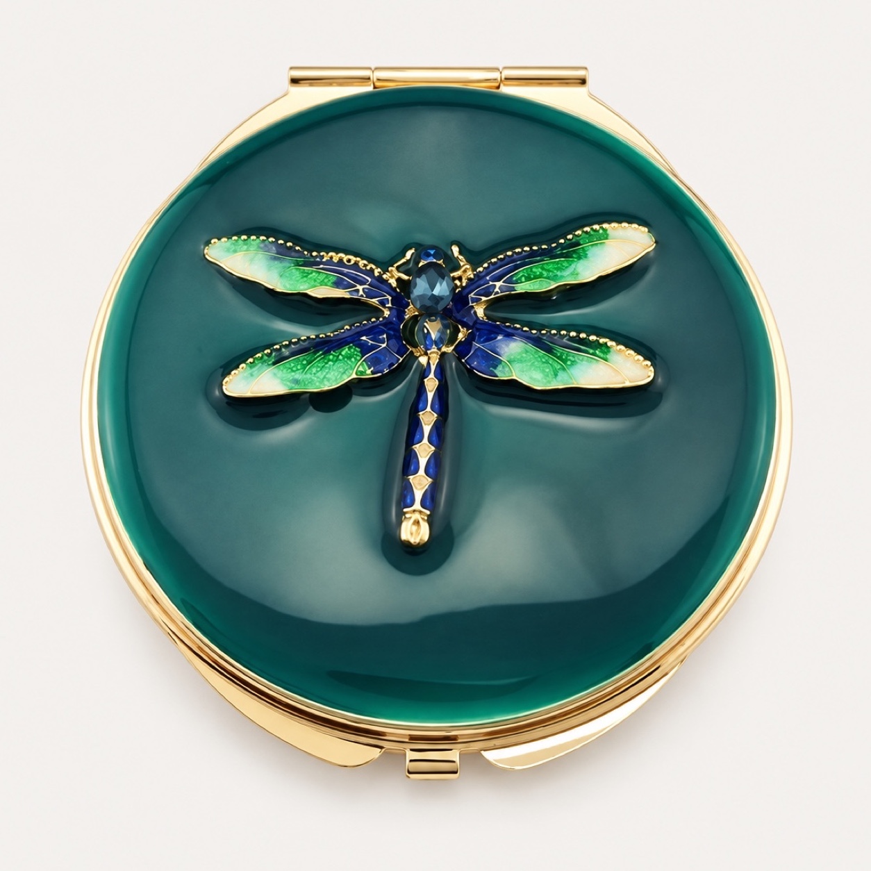 Blue Dragonfly Enamel Compact Mirror