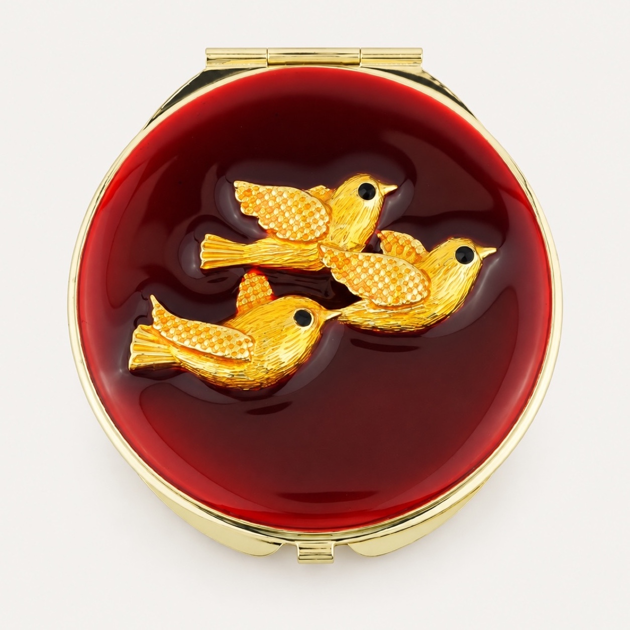 Three Birds Enamel Compact Mirror