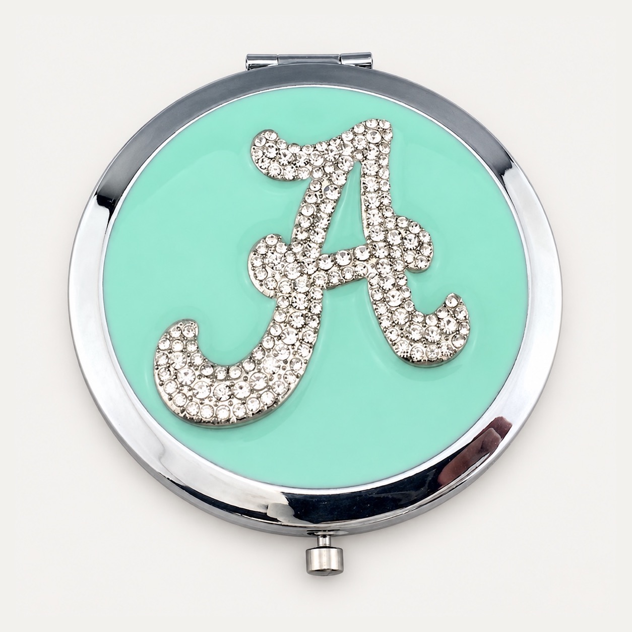 Mint Enamel Monogram Compact Mirror