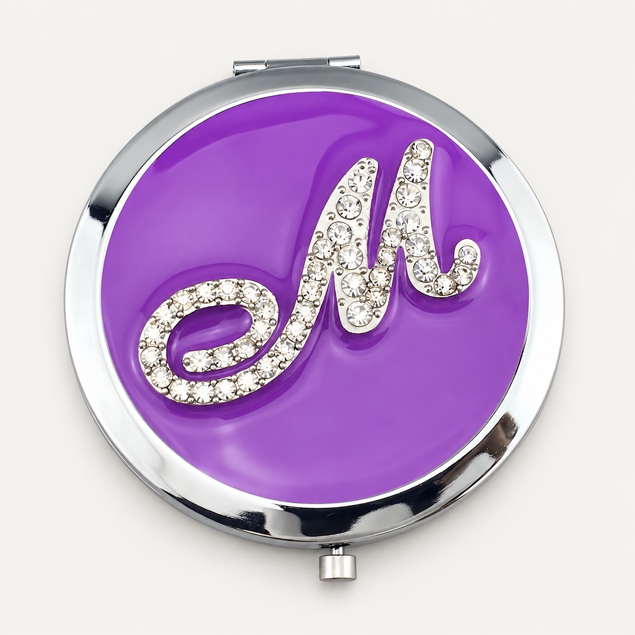 Purple Enamel Monogram Compact Mirror - view 1