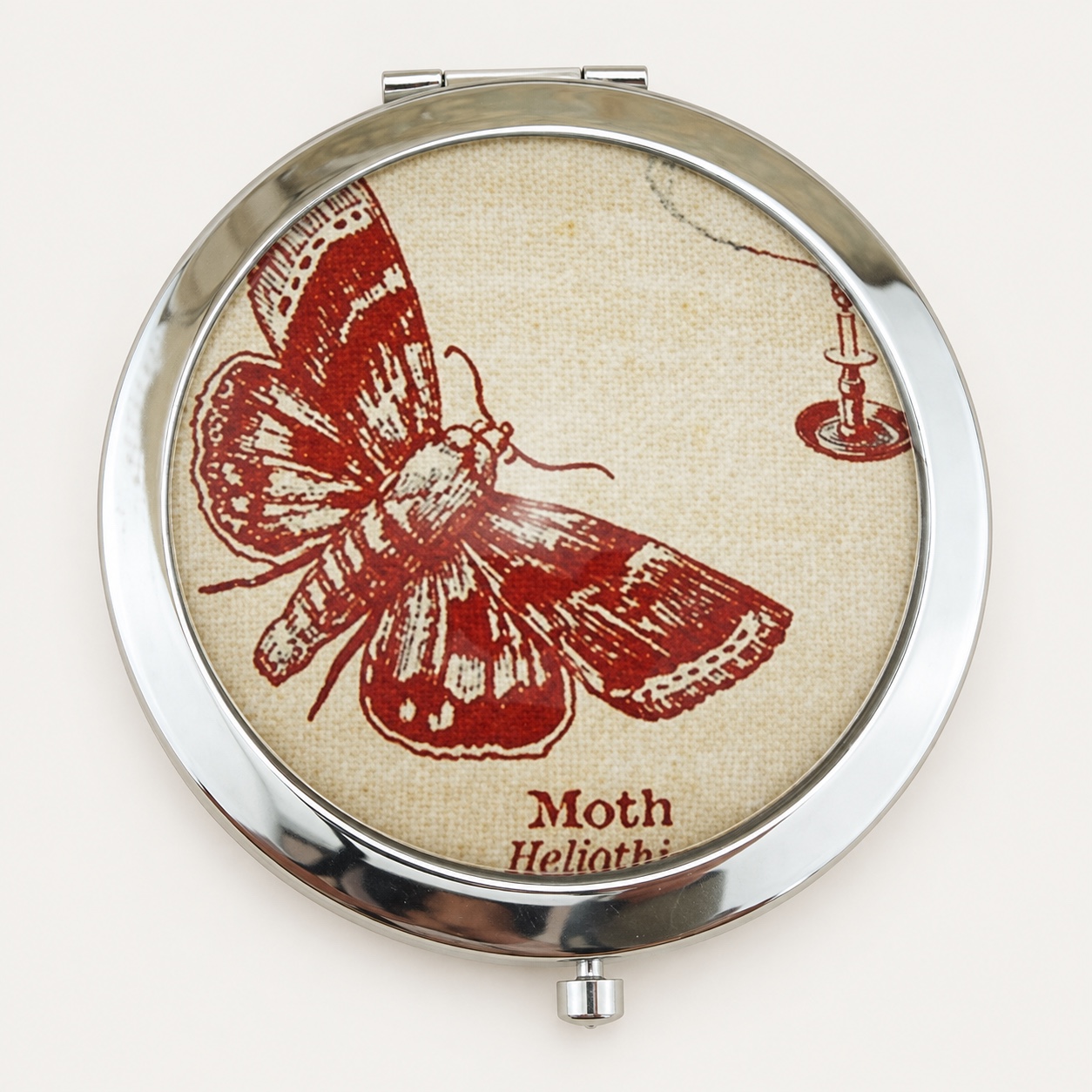 Vintage Moth Illustration Printed Dome Glass Compact Mirror - view 1