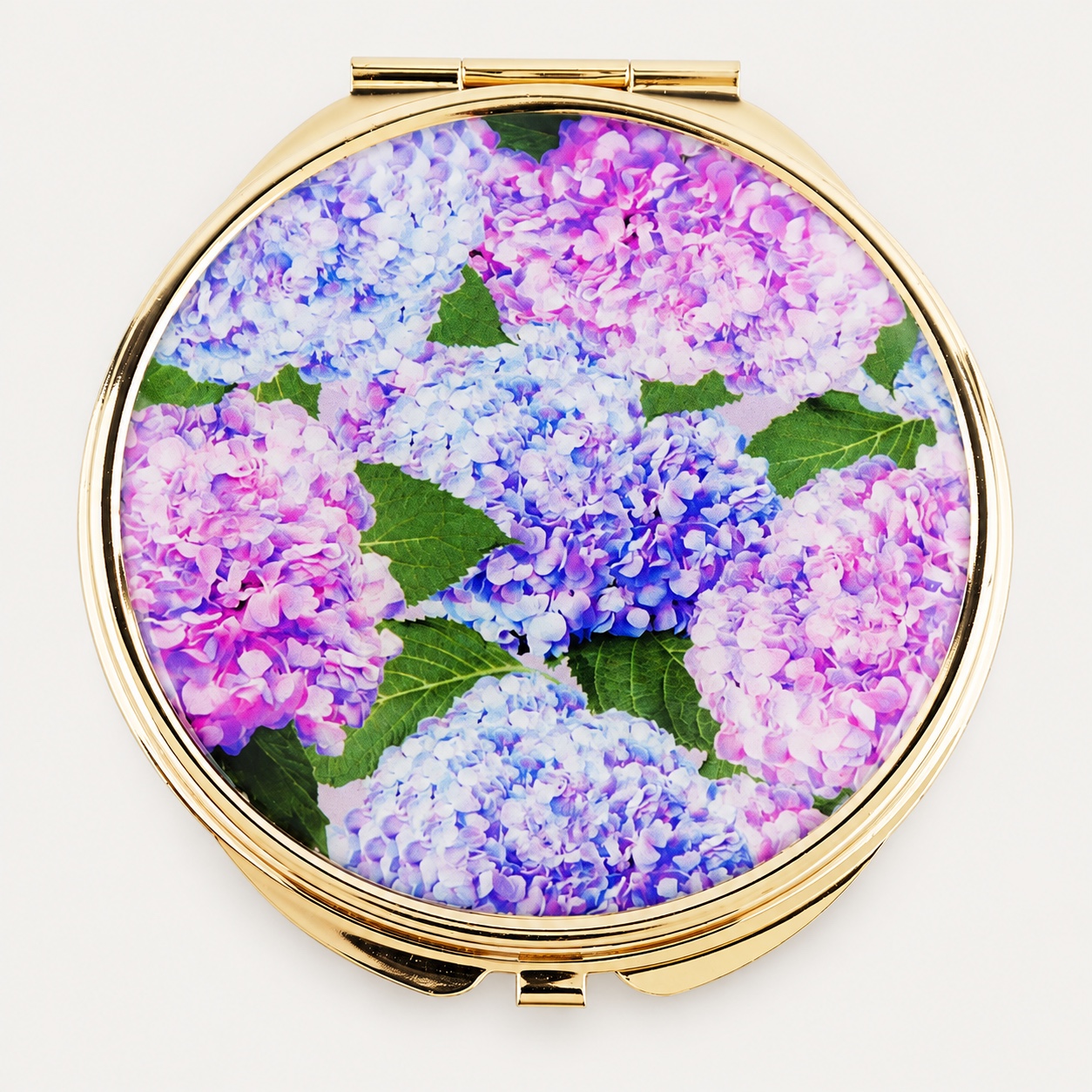 Gold Round Floral Epoxy Compact Mirror