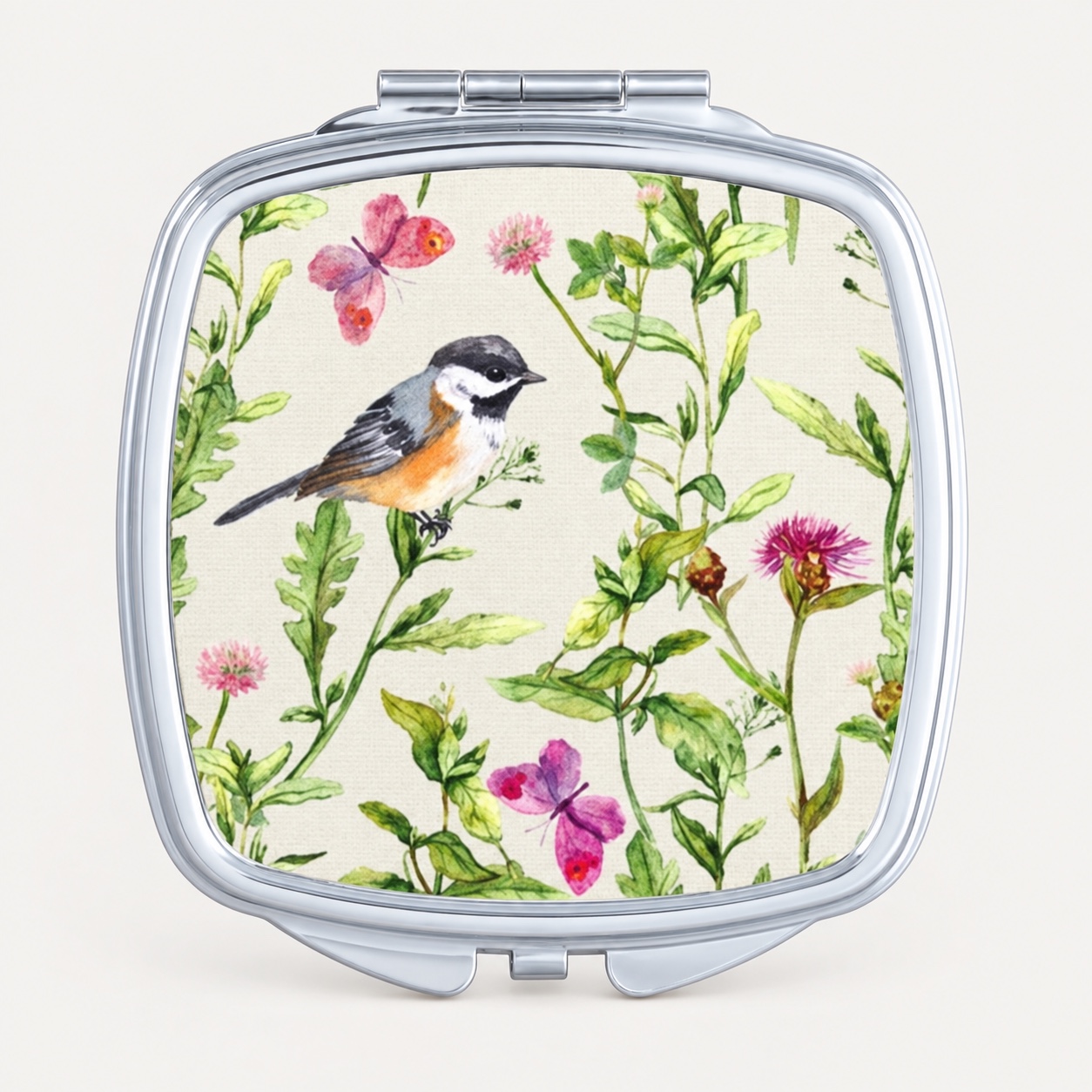 Square Custom Printed Epoxy Compact Mirror - view 1