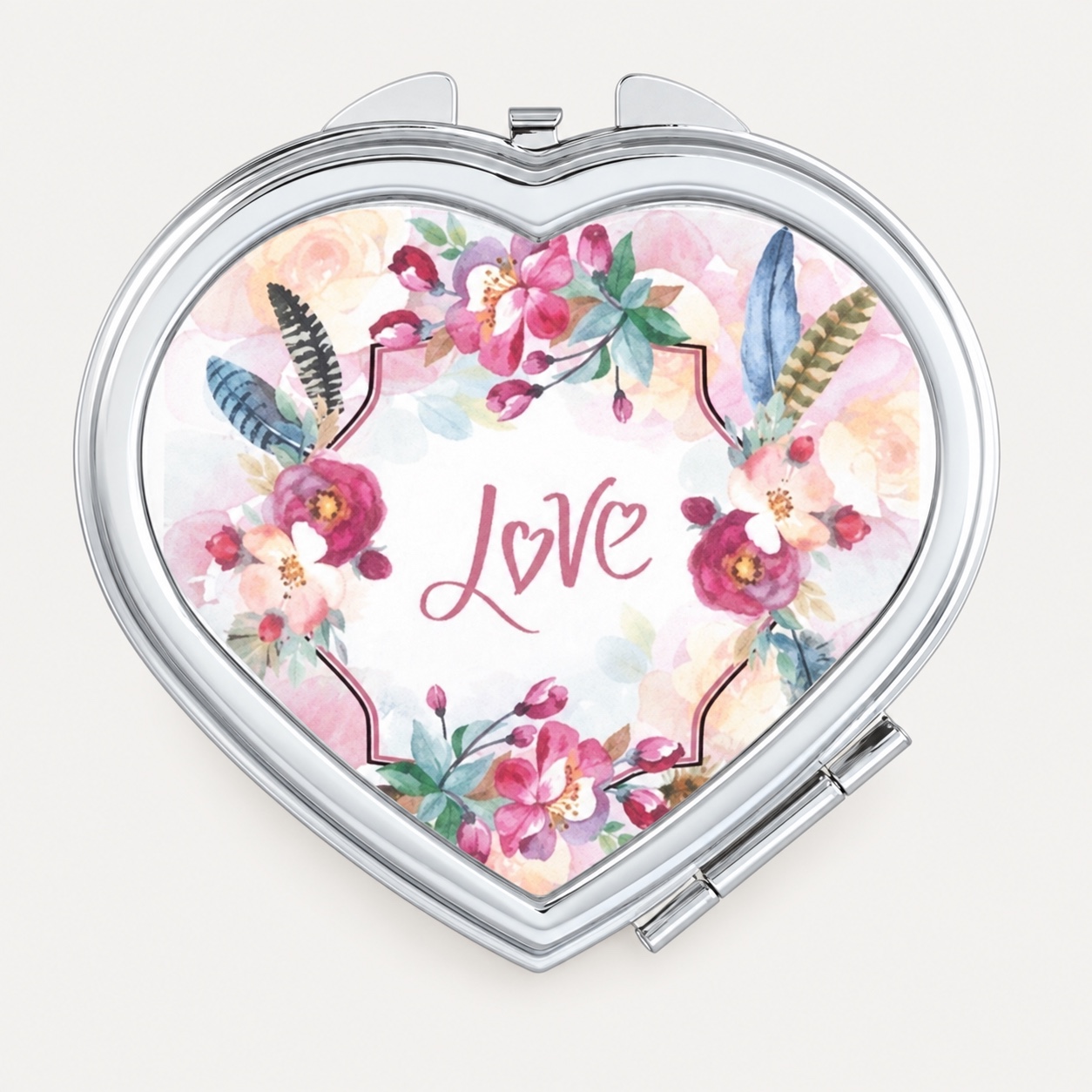 Heart Custom Printed Epoxy Compact Mirror - view 1