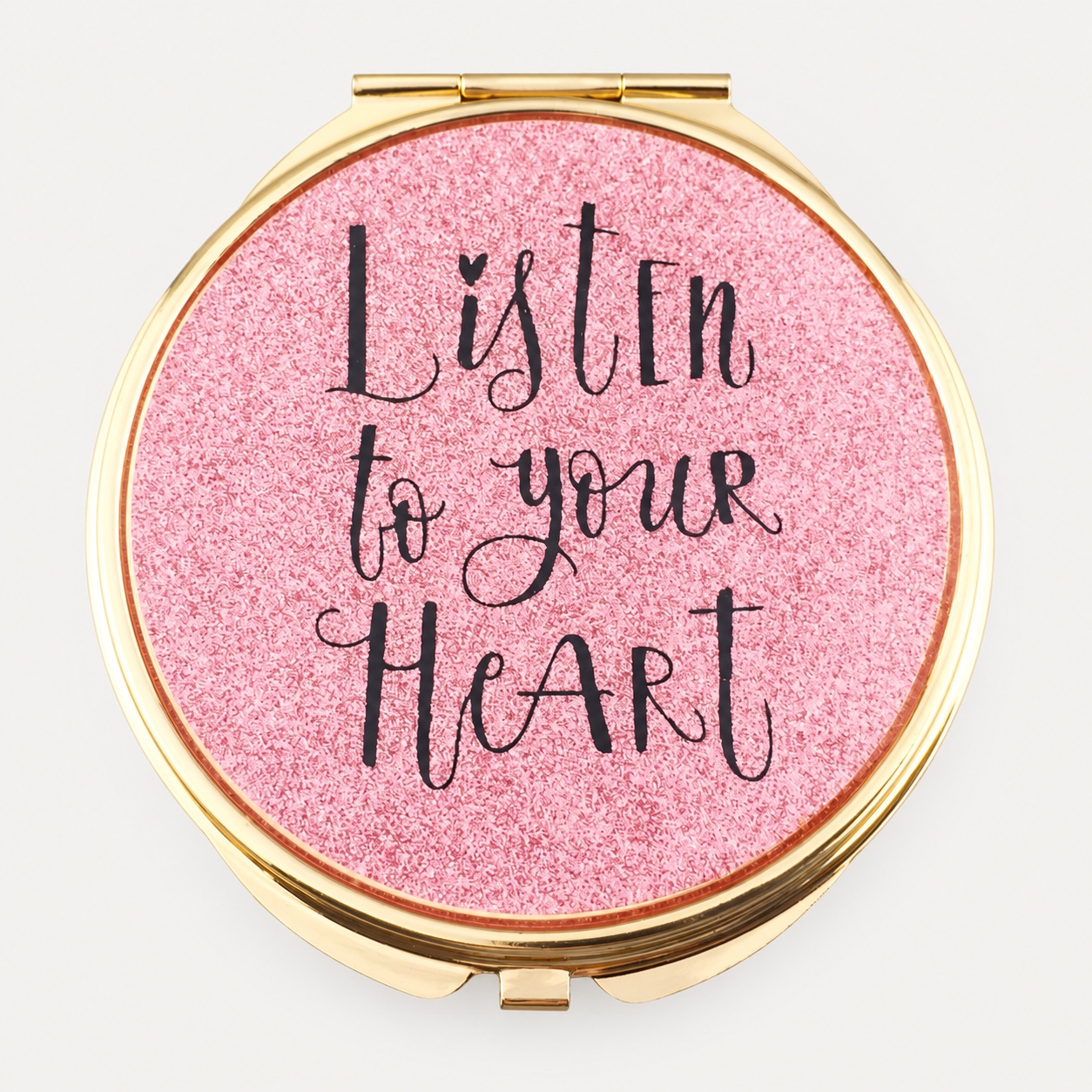 Listen to Your Heart Glitter Epoxy Compact Mirror