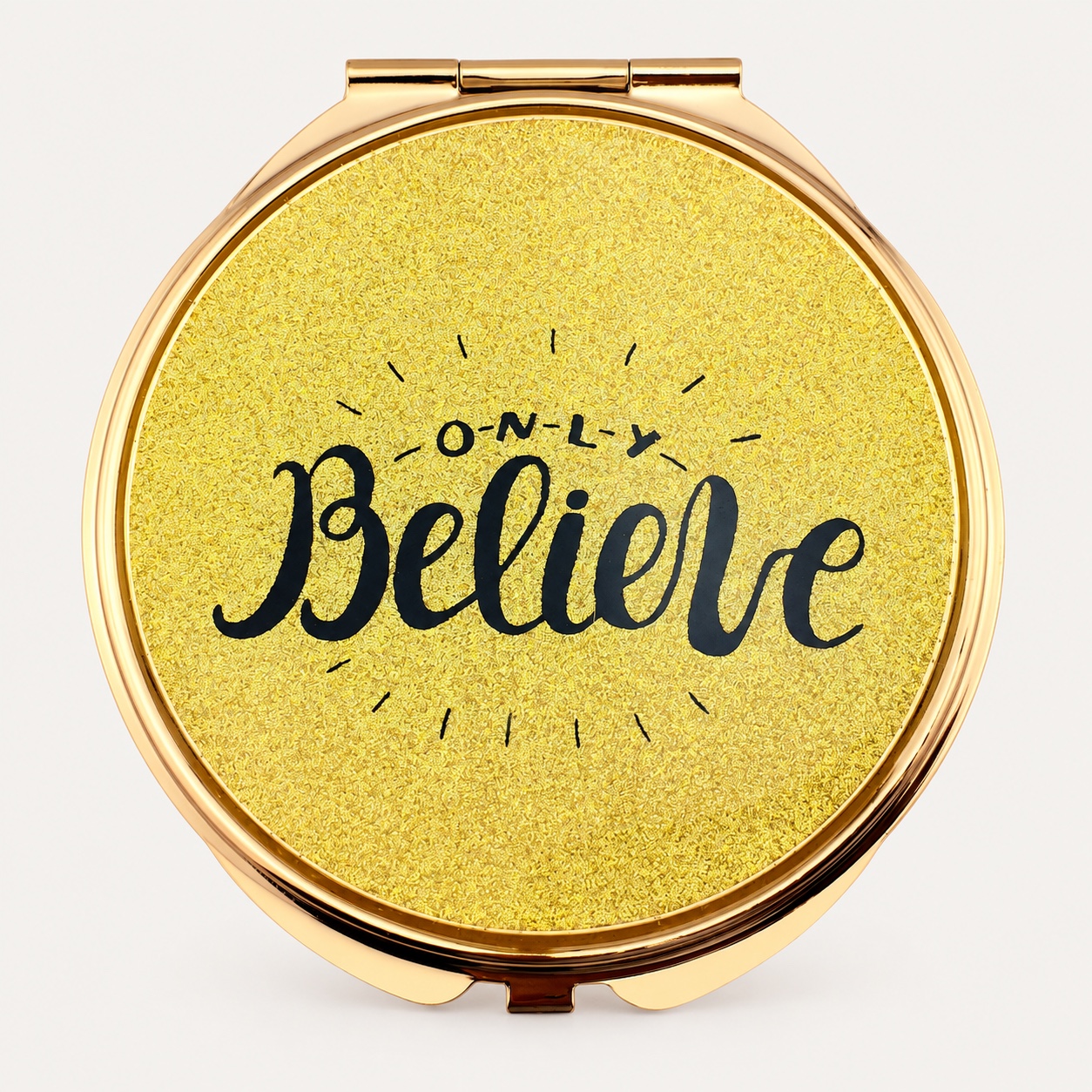 Only Believe Glitter Epoxy Compact Mirror