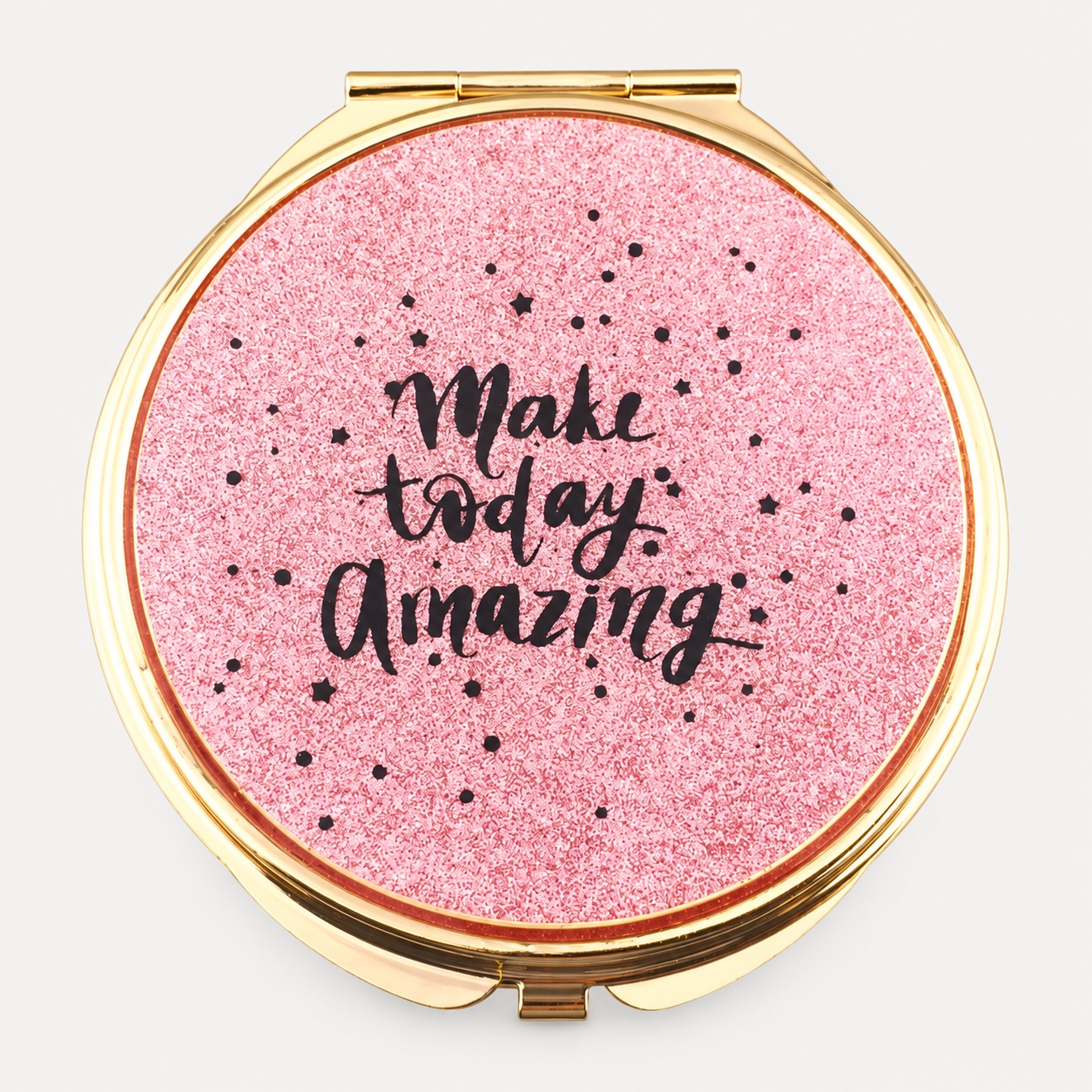 Make Today Amazing Glitter Epoxy Compact Mirror