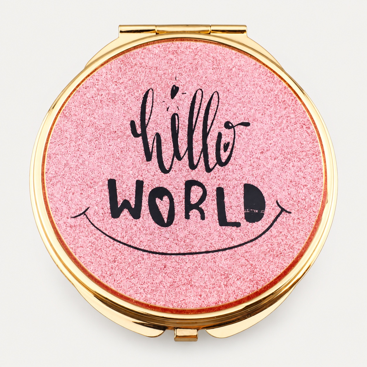 Hello World Glitter Epoxy Compact Mirror