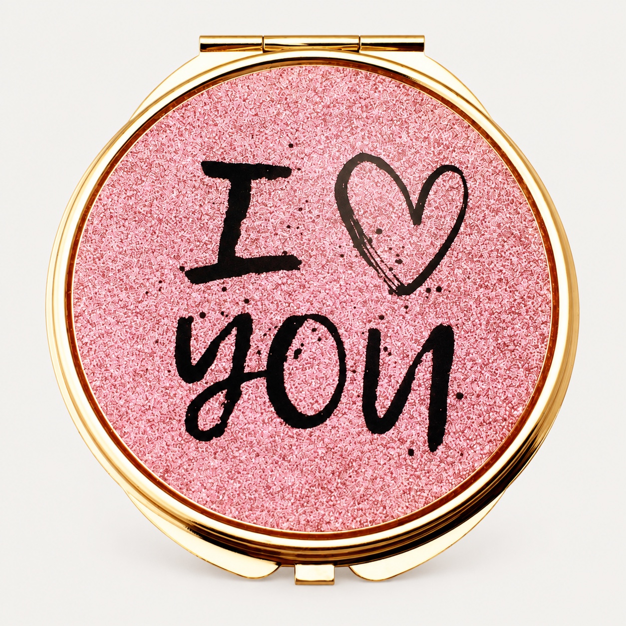 I Love You Glitter Epoxy Compact Mirror