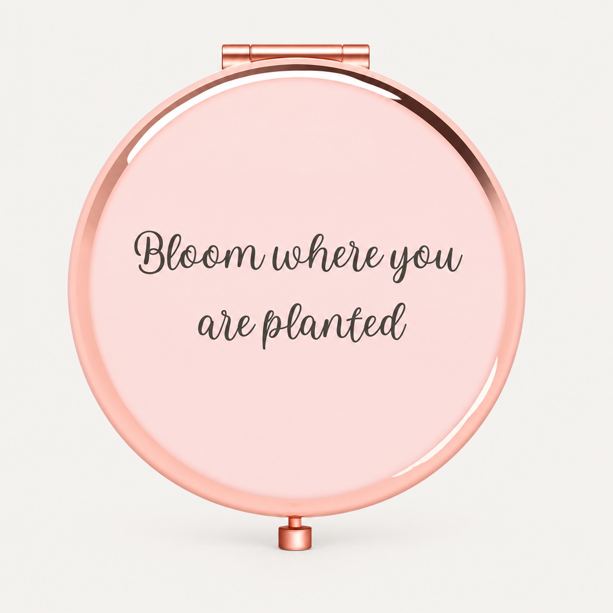 Rose Gold Bloom Quote Engraved Compact Mirror