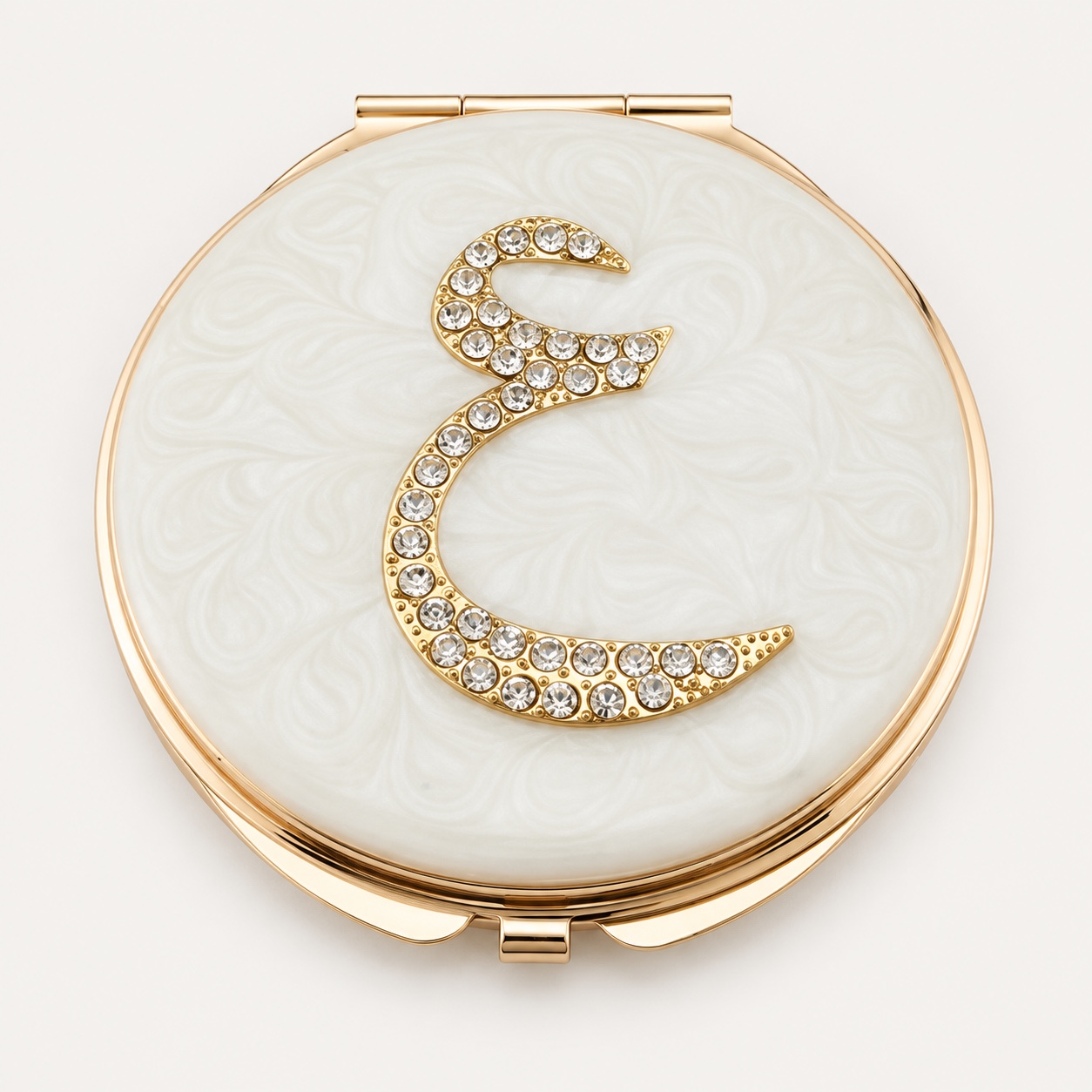 Rose Gold Arabic Monogram Crystal Compact Mirror