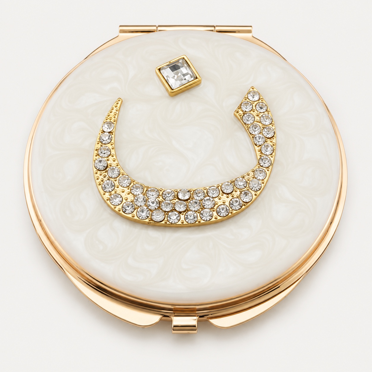 Gold Arabic Initial Crystal Compact Mirror