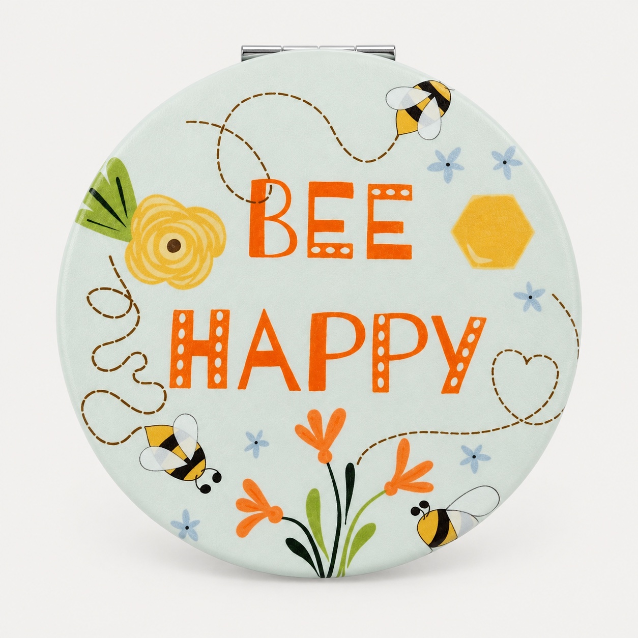 Custom Printed 60mm Round PU Leather Compact Mirror - view 1