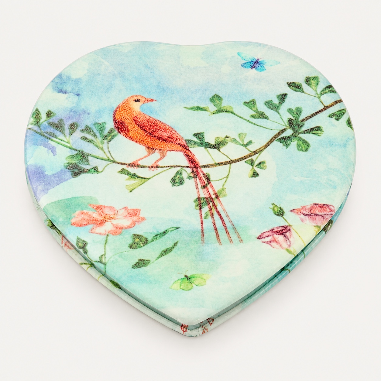 Custom Printed 70mm Heart PU Leather Compact Mirror - view 1