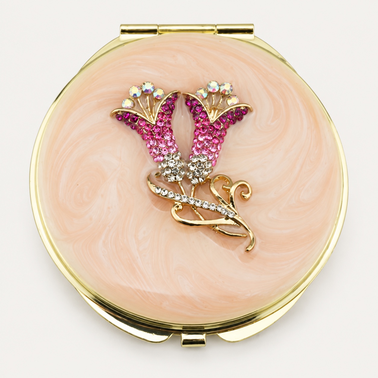 Pink Crystal Ballerina Jeweled Compact Mirror
