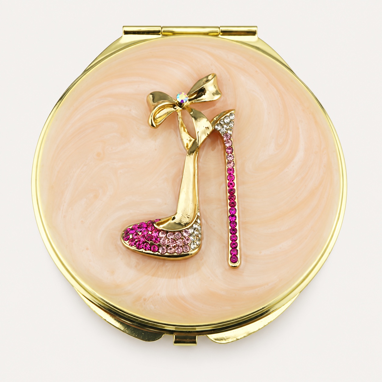High Heel with Bow Jeweled Compact Mirror