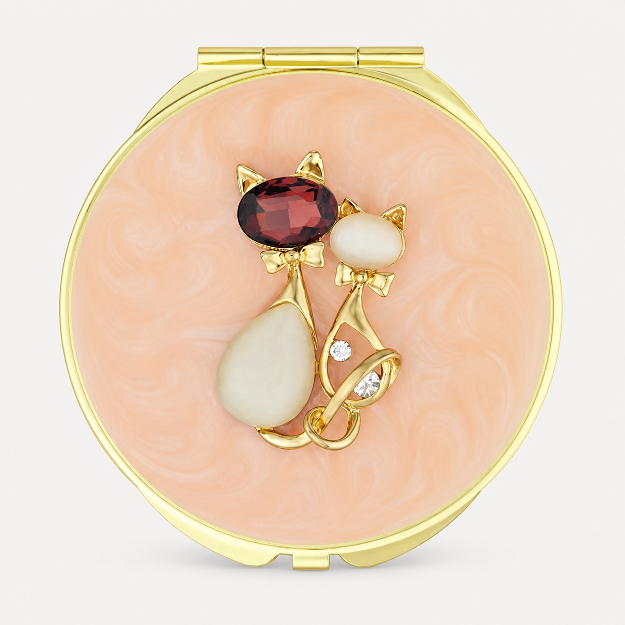 Gemstone Cat Jeweled Compact Mirror