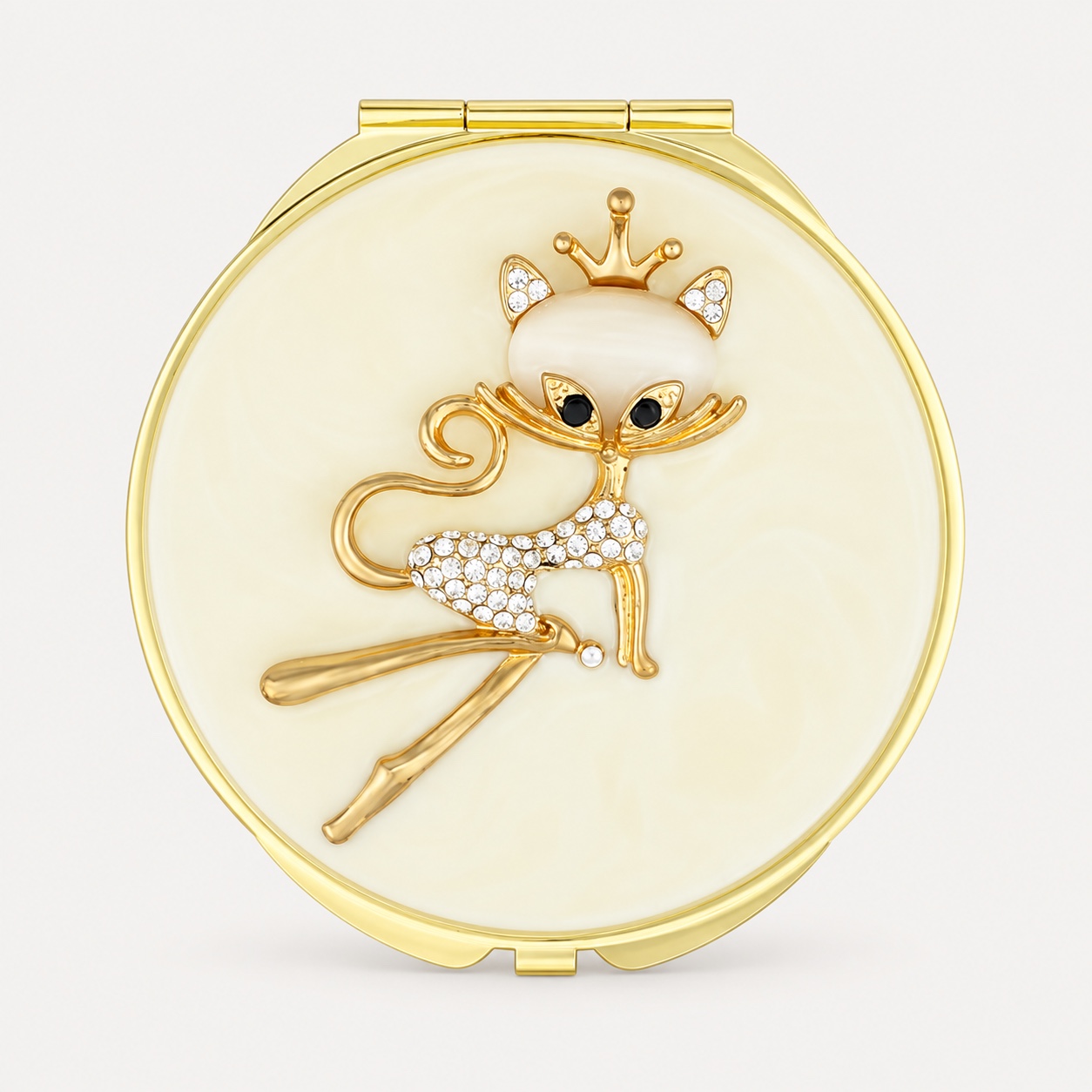 Crowned Reindeer Jeweled Compact Mirror