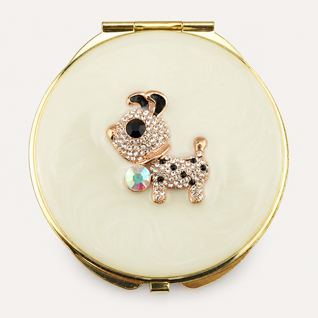 Crystal Poodle Jeweled Compact Mirror