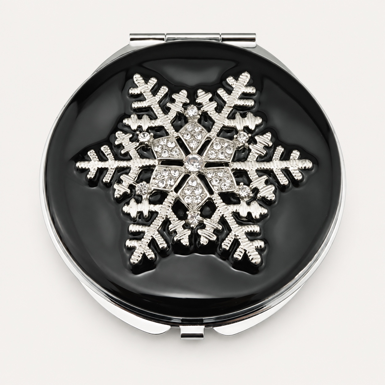 Crystal Snowflake Jeweled Compact Mirror