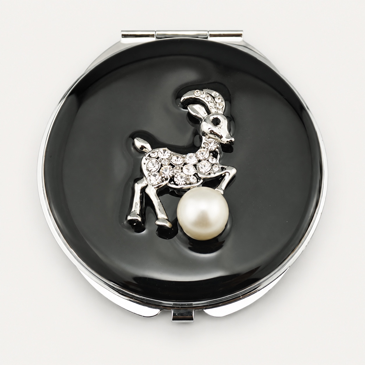Crystal Ram Jeweled Compact Mirror