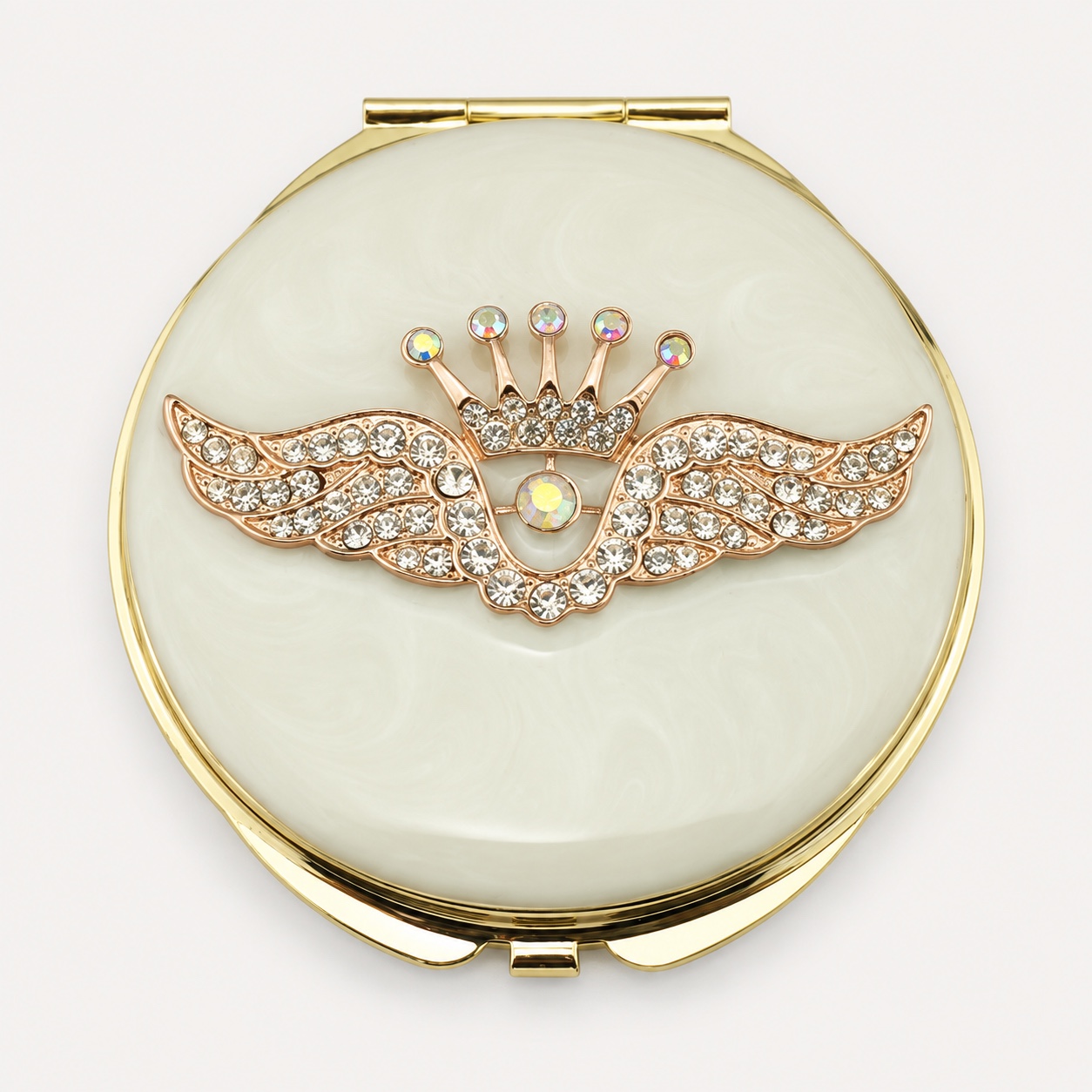 Winged Crown Jeweled Compact Mirror