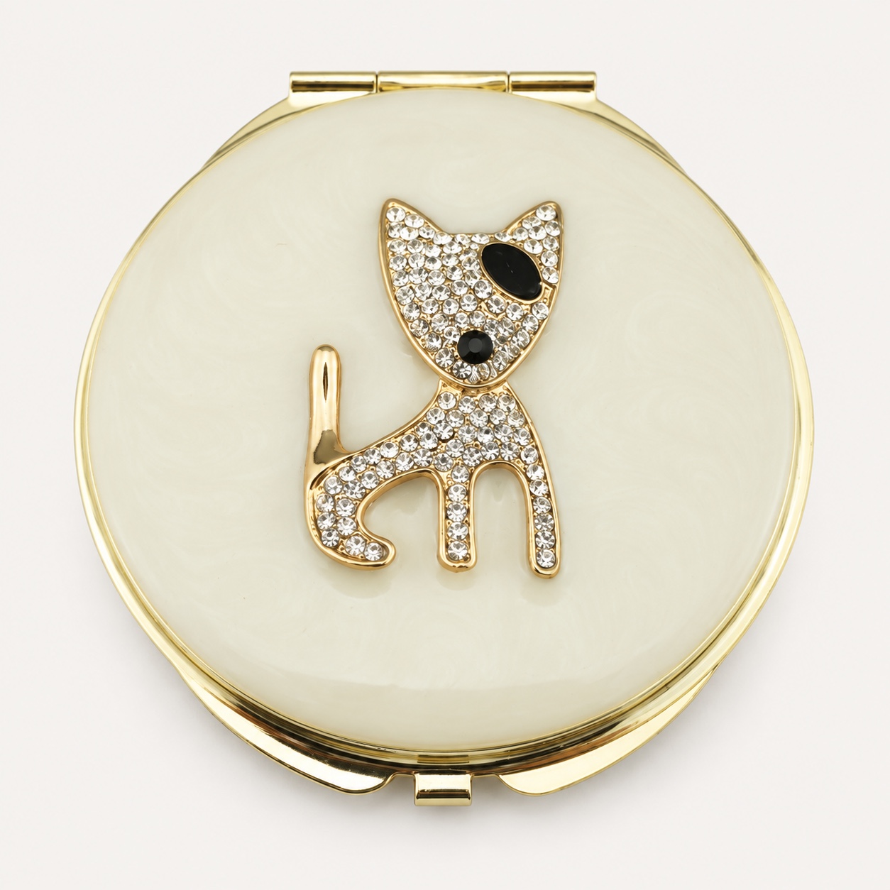 Crystal Deer Jeweled Compact Mirror