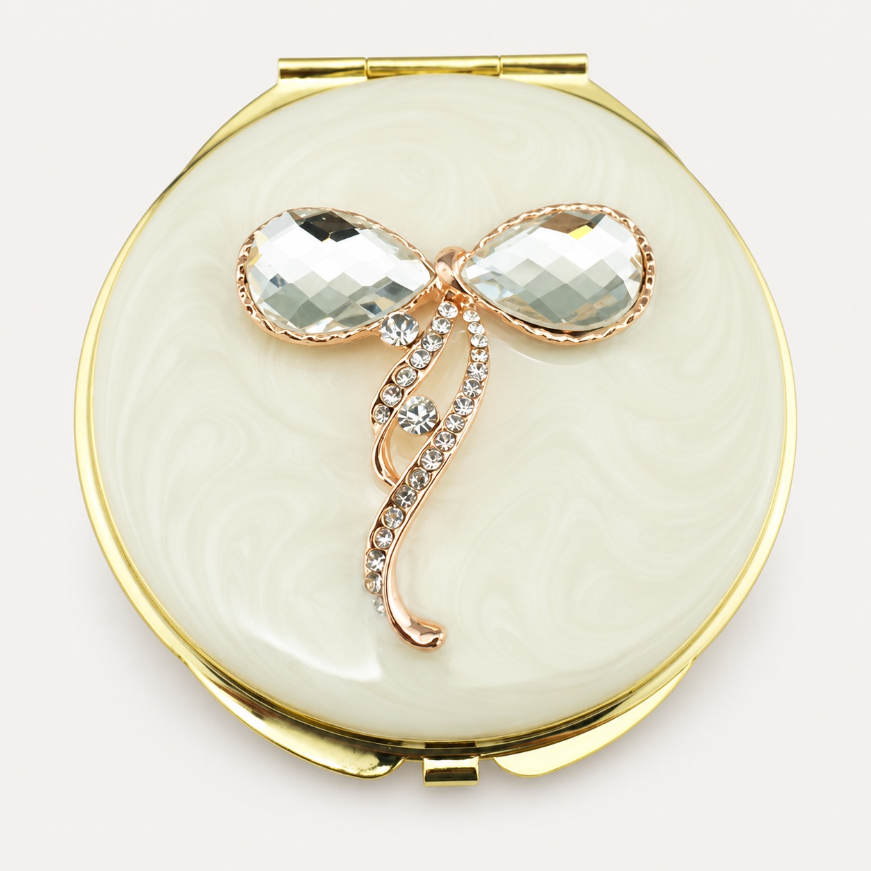 Faceted Crystal Dragonfly Jeweled Compact Mirror